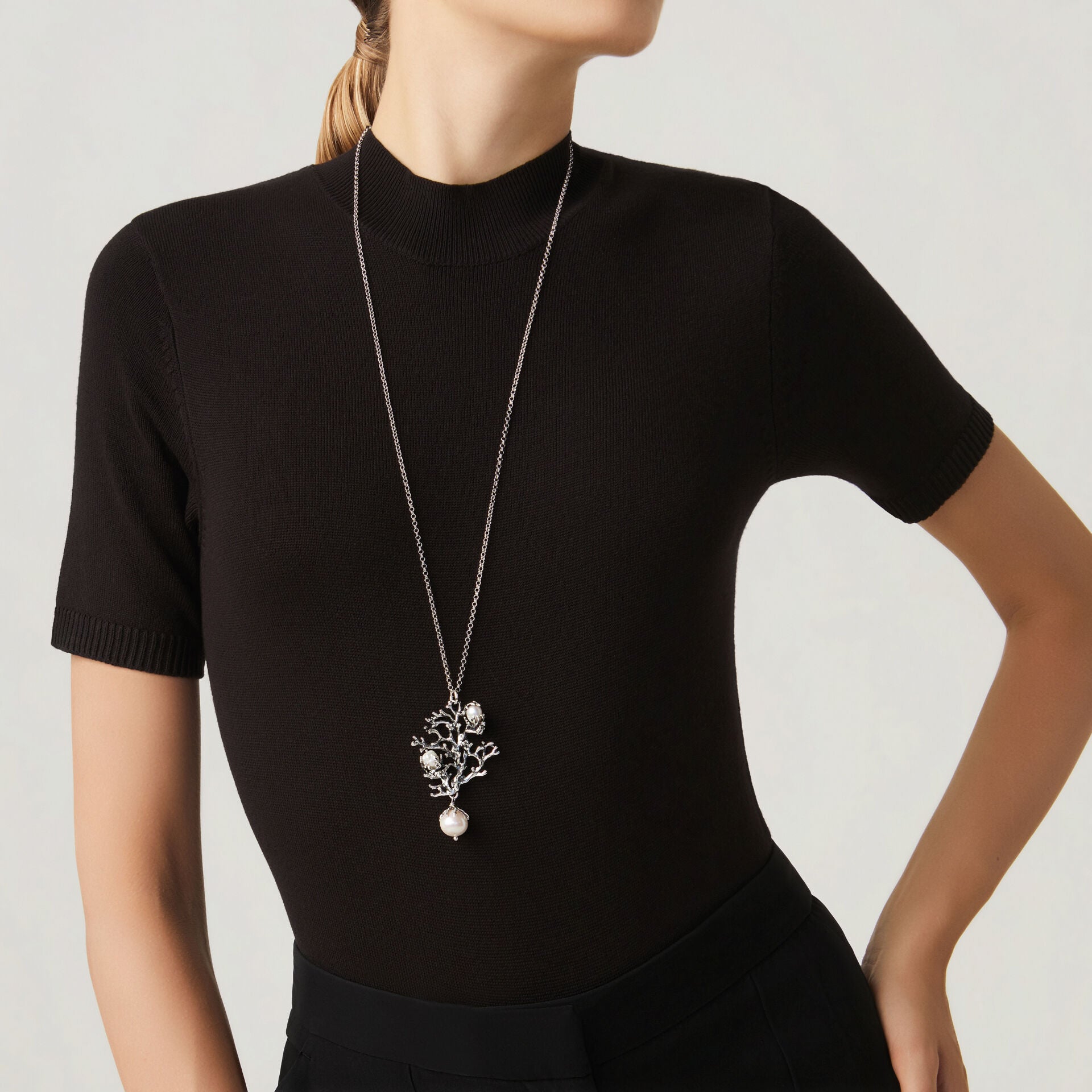 Giovanni Raspini Silver and Pearl Southern Sea Pendant Necklace - Robert Anthony Jewellers, Edinburgh