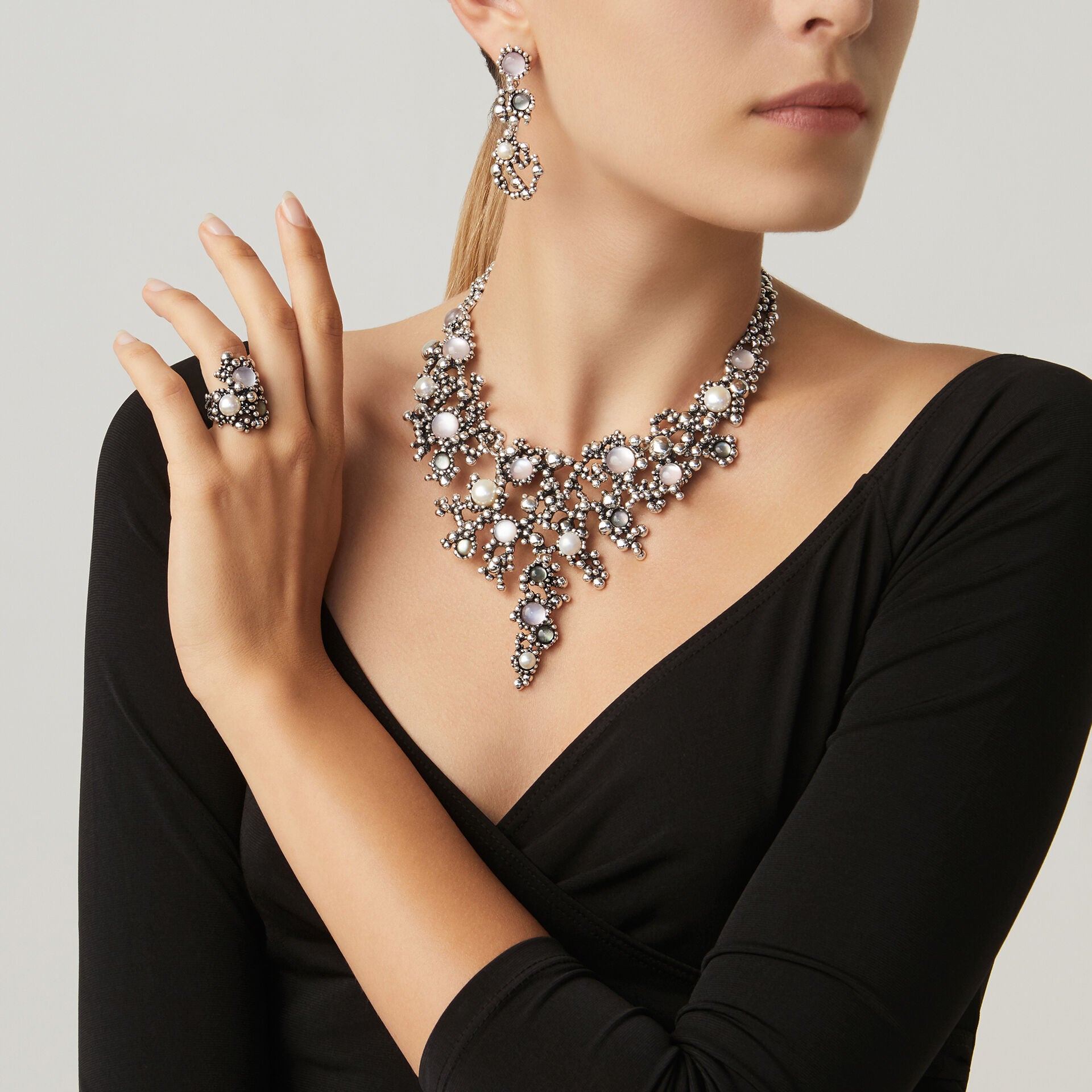 Giovanni Raspini Silver and Pearl Sunrise Necklace - Robert Anthony Jewellers, Edinburgh