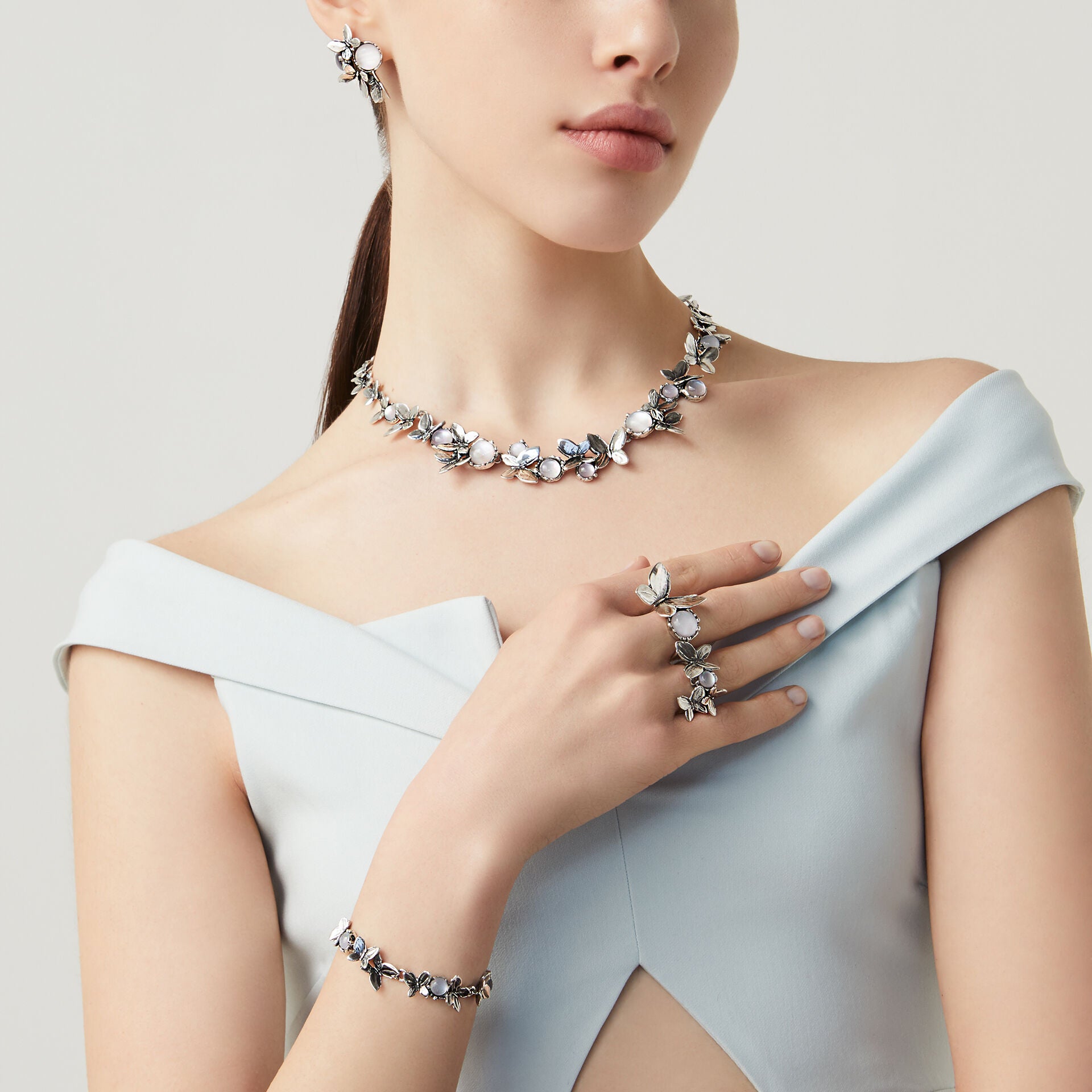Giovanni Raspini Silver Pink Butterfly Bracelet - Robert Anthony Jewellers, Edinburgh