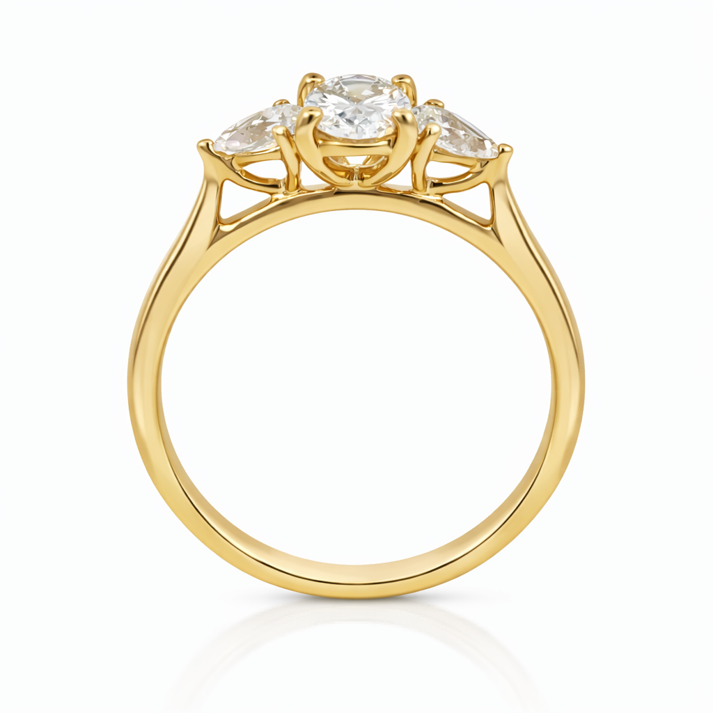 Oval & Pear Diamond Three-Stone Ring