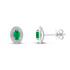 18CT White Gold Oval Emerald & Diamond Claw Set Cluster Earrings (5x3mm) - Robert Anthony Jewellers, Edinburgh