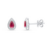 18CT White Gold Claw Set Pear Shaped Ruby & Millegrain Diamond Cluster Earrings (5x3mm) - Robert Anthony Jewellers, Edinburgh