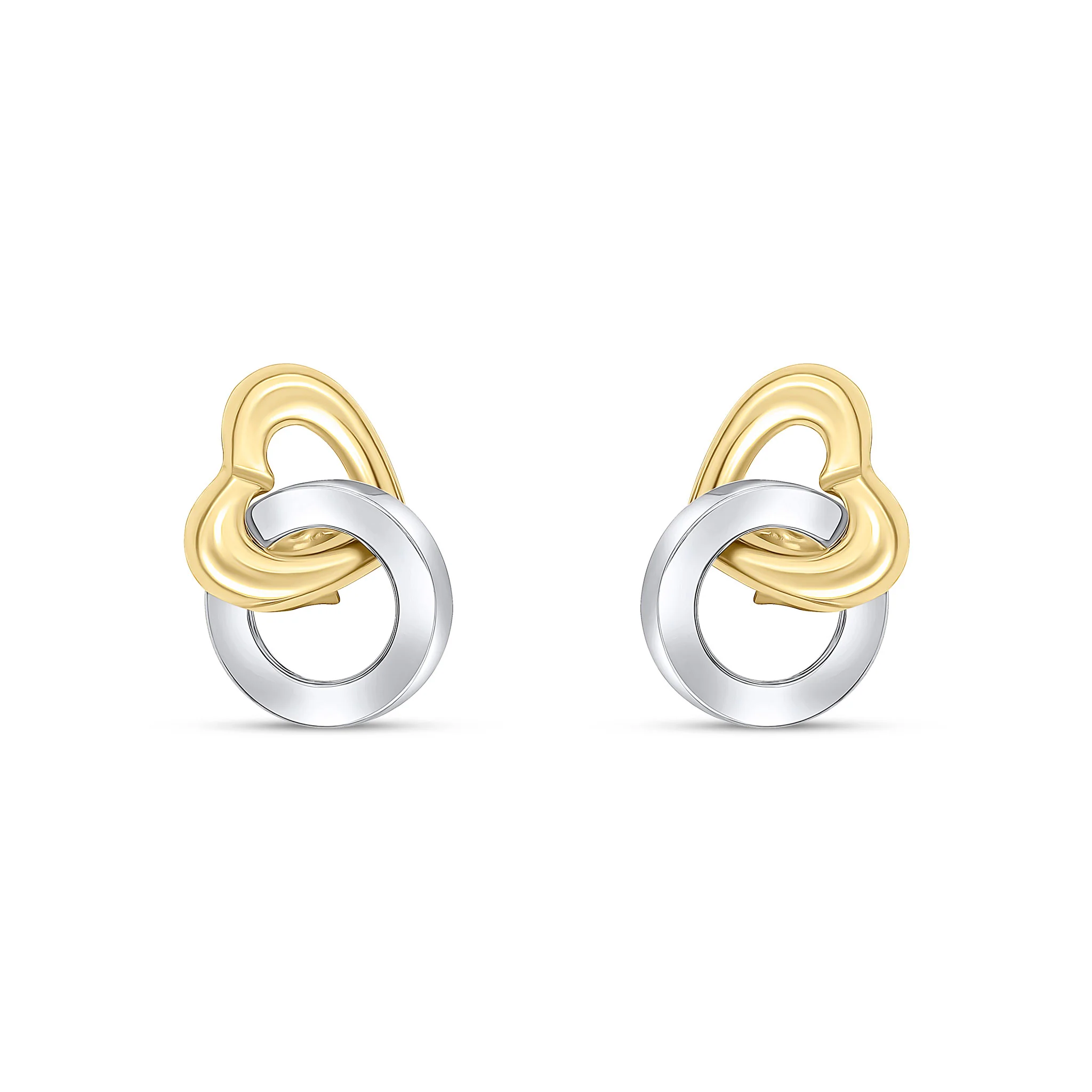 9CT Yellow & White Gold Heart and Circle Stud Earrings - Robert Anthony Jewellers, Edinburgh