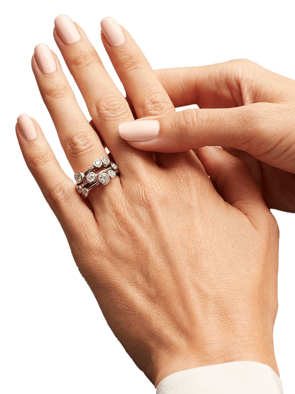 18ct White Gold Diamond Three Row Bubble Ring - Robert Anthony Jewellers, Edinburgh