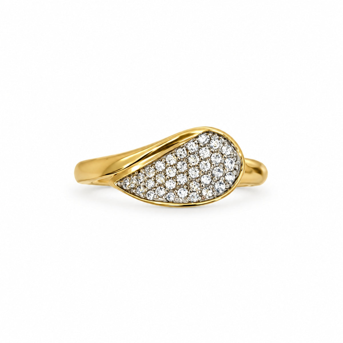 9ct Yellow Gold 0.25ct Diamond Pavé Teardrop Ring