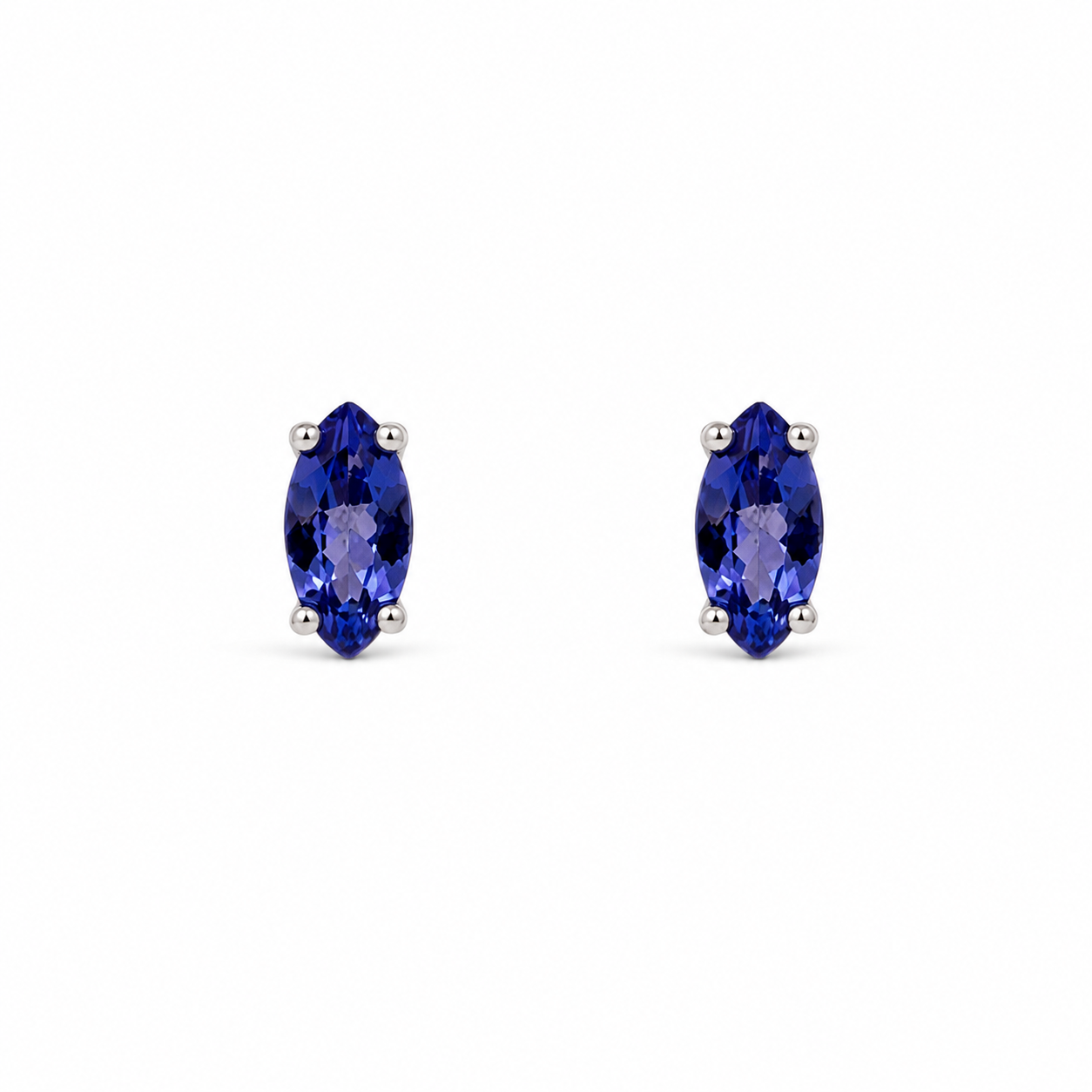 9ct White Gold Tanzanite Marquise Stud Earrings