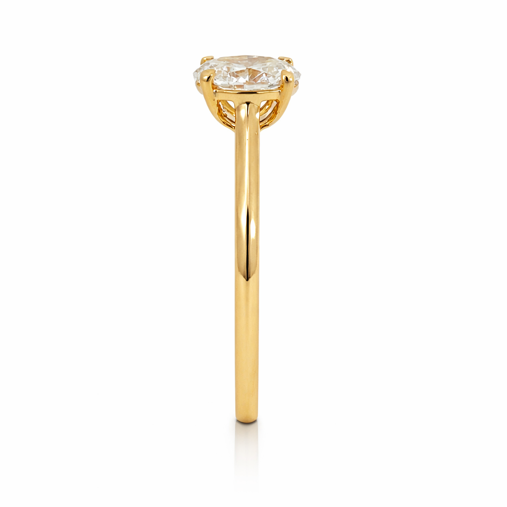 18ct Yellow Gold Lab-Grown Oval Diamond Solitaire Ring
