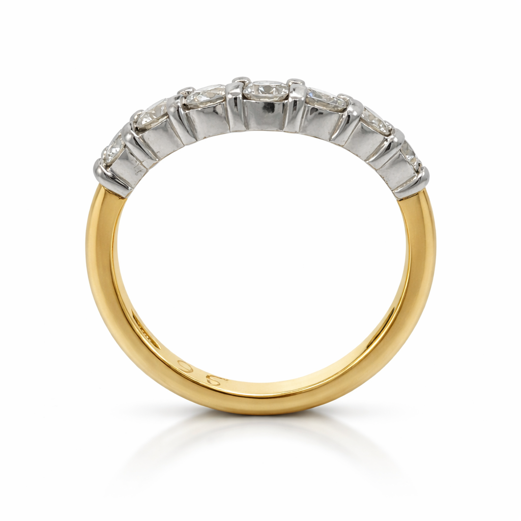 18ct Gold Diamond Curved Band