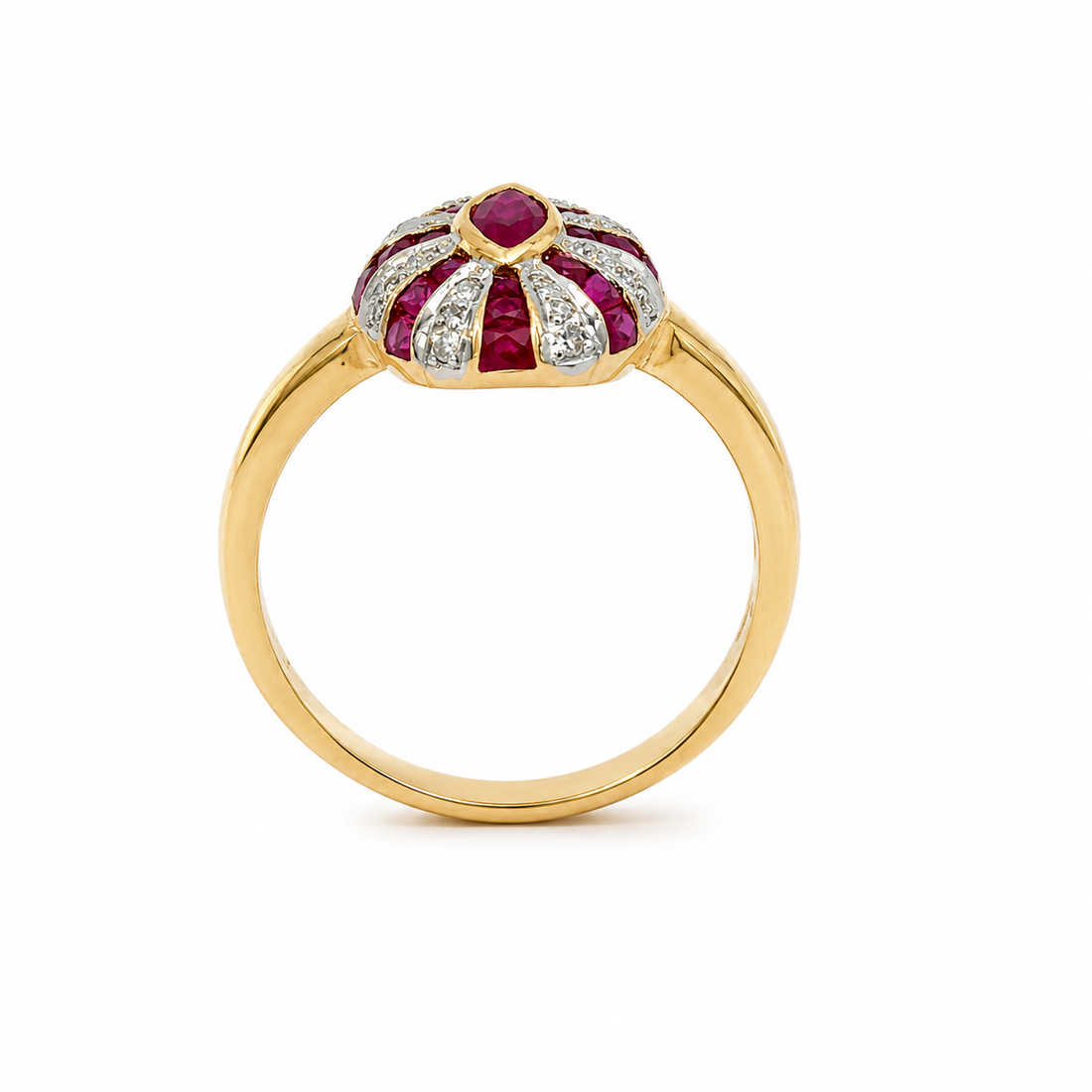 9ct Ruby & Diamond Sunburst Ring