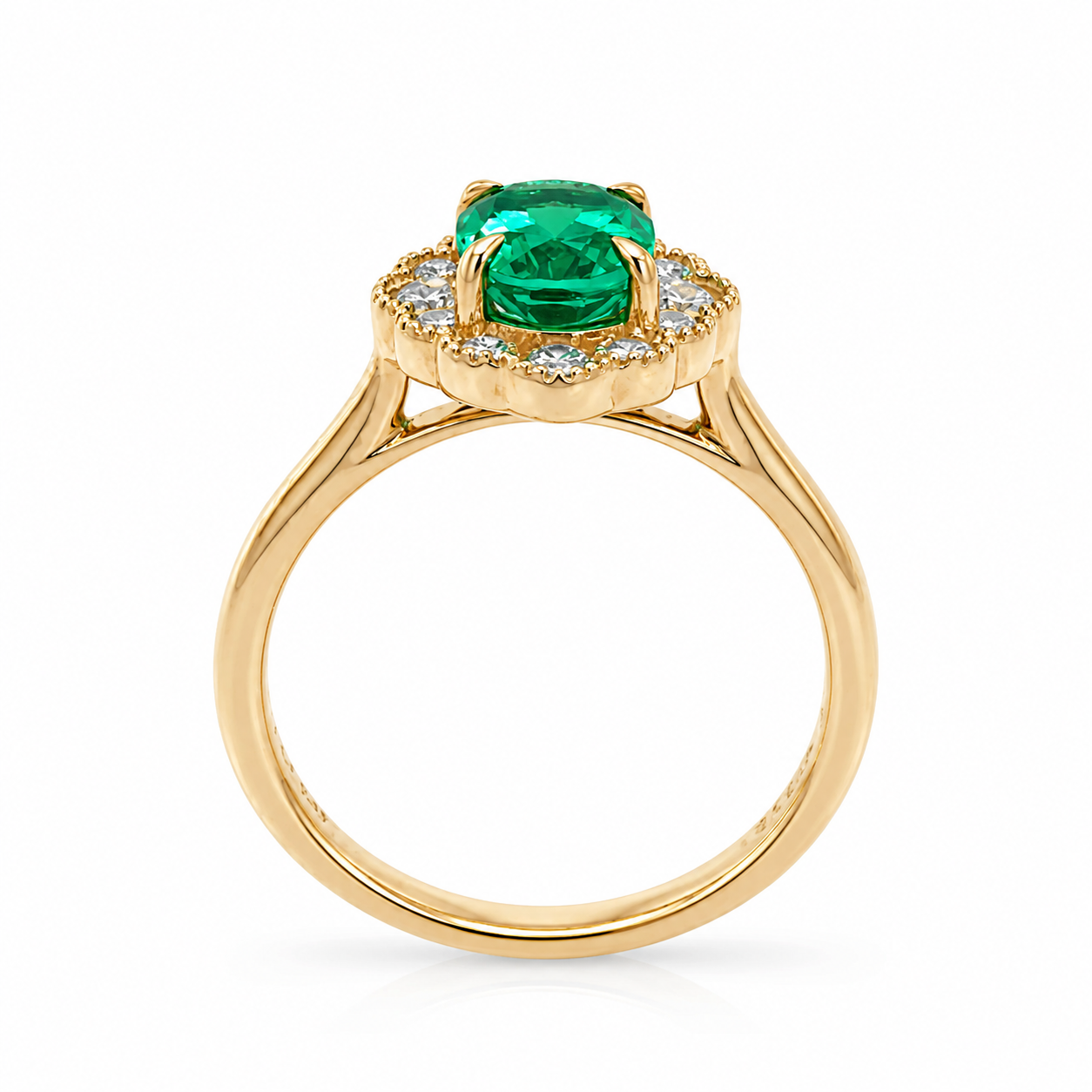9ct Lab-Grown Emerald & Lab-Grown Diamond Ring