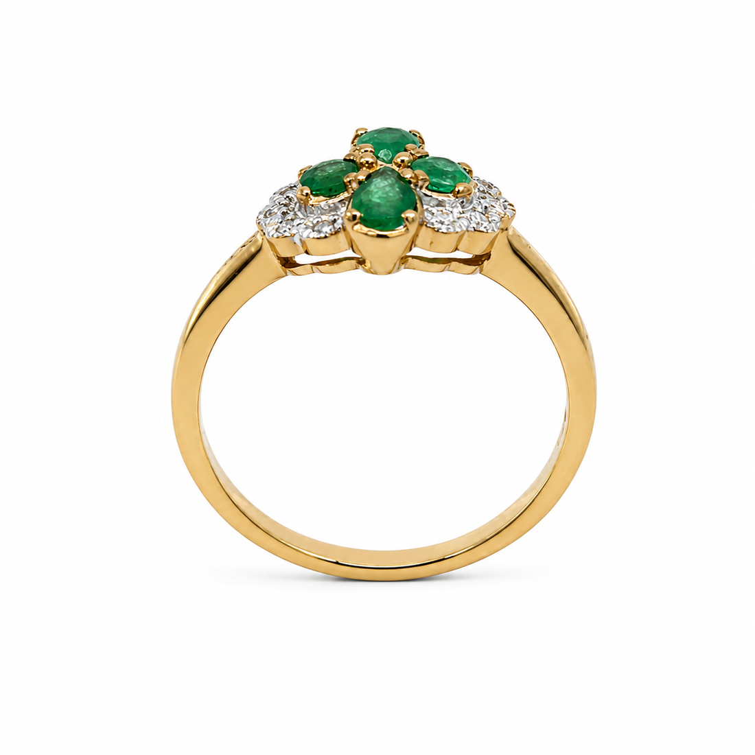 9ct Gold Emerald & Diamond Cluster Ring