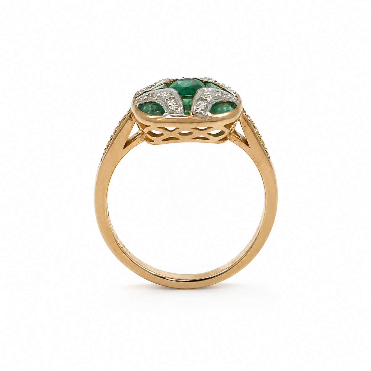 9ct Gold Emerald & Diamond Ring