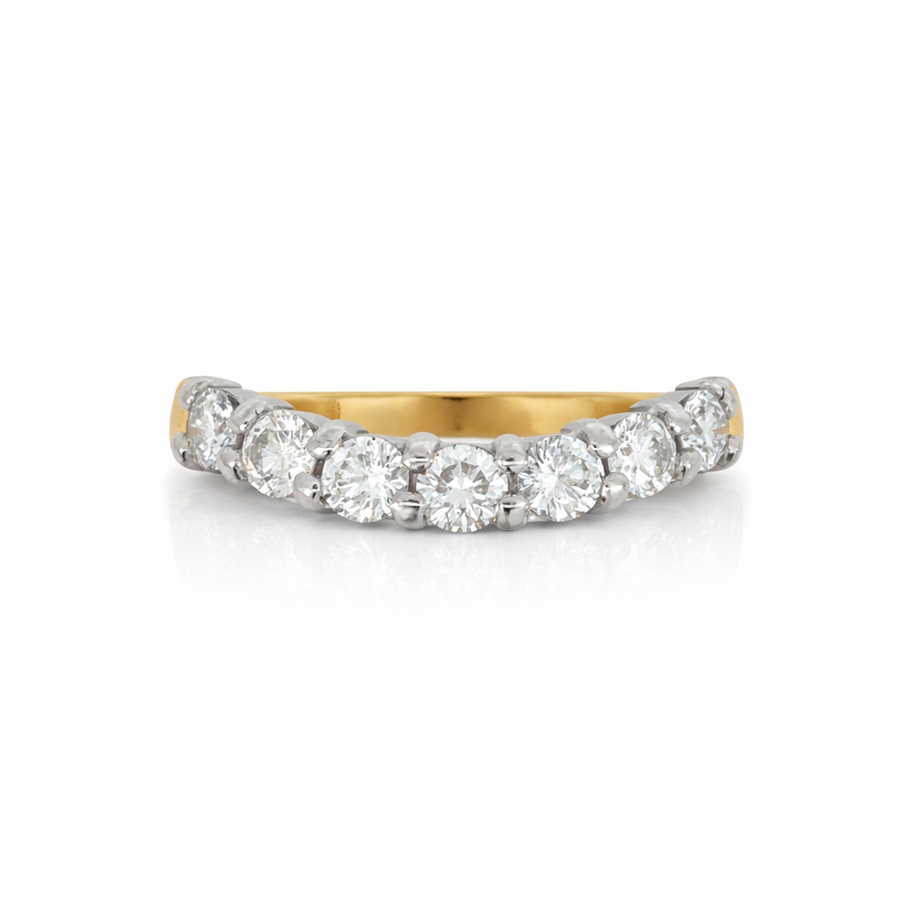 18ct Gold Diamond Curved Band