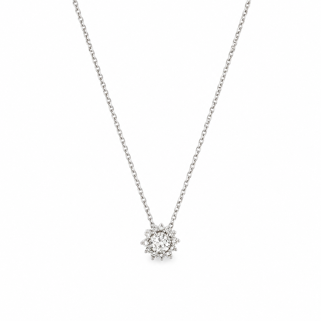 18ct White Gold Natural Diamond Cluster Pendant