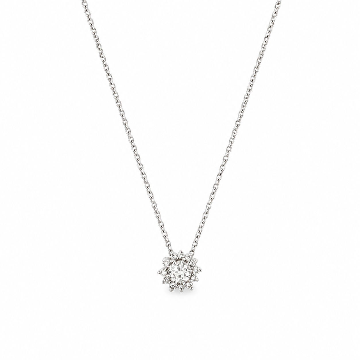 18ct White Gold Natural Diamond Cluster Pendant