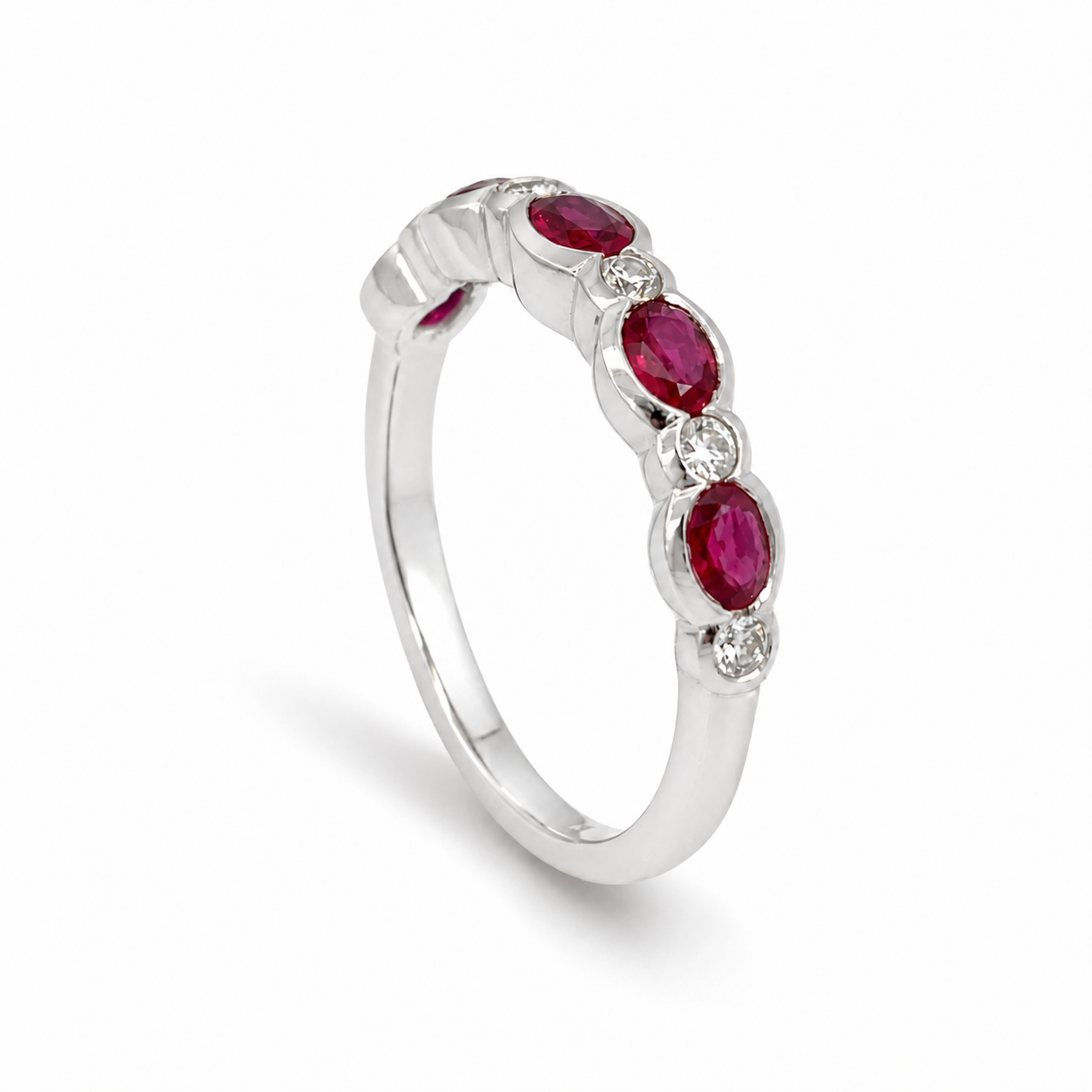 18ct Ruby & Diamond Half Eternity Ring
