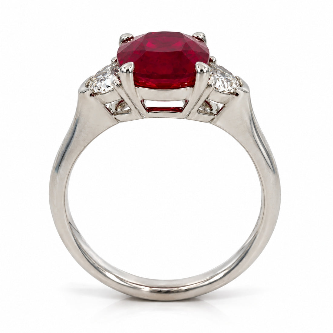 9ct White Gold Lab-Grown Ruby & Diamond Ring