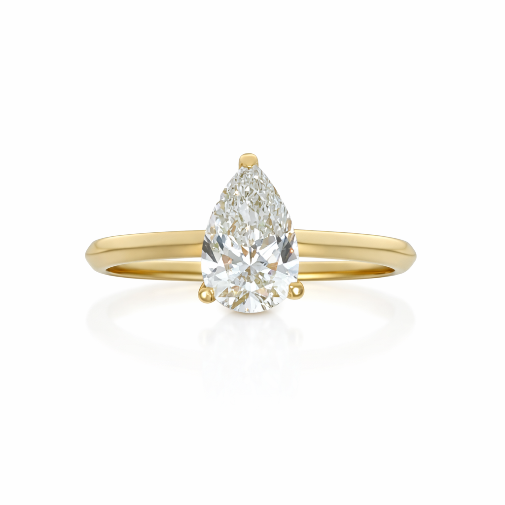 Lab-Grown Pear-Cut Diamond Solitaire Ring
