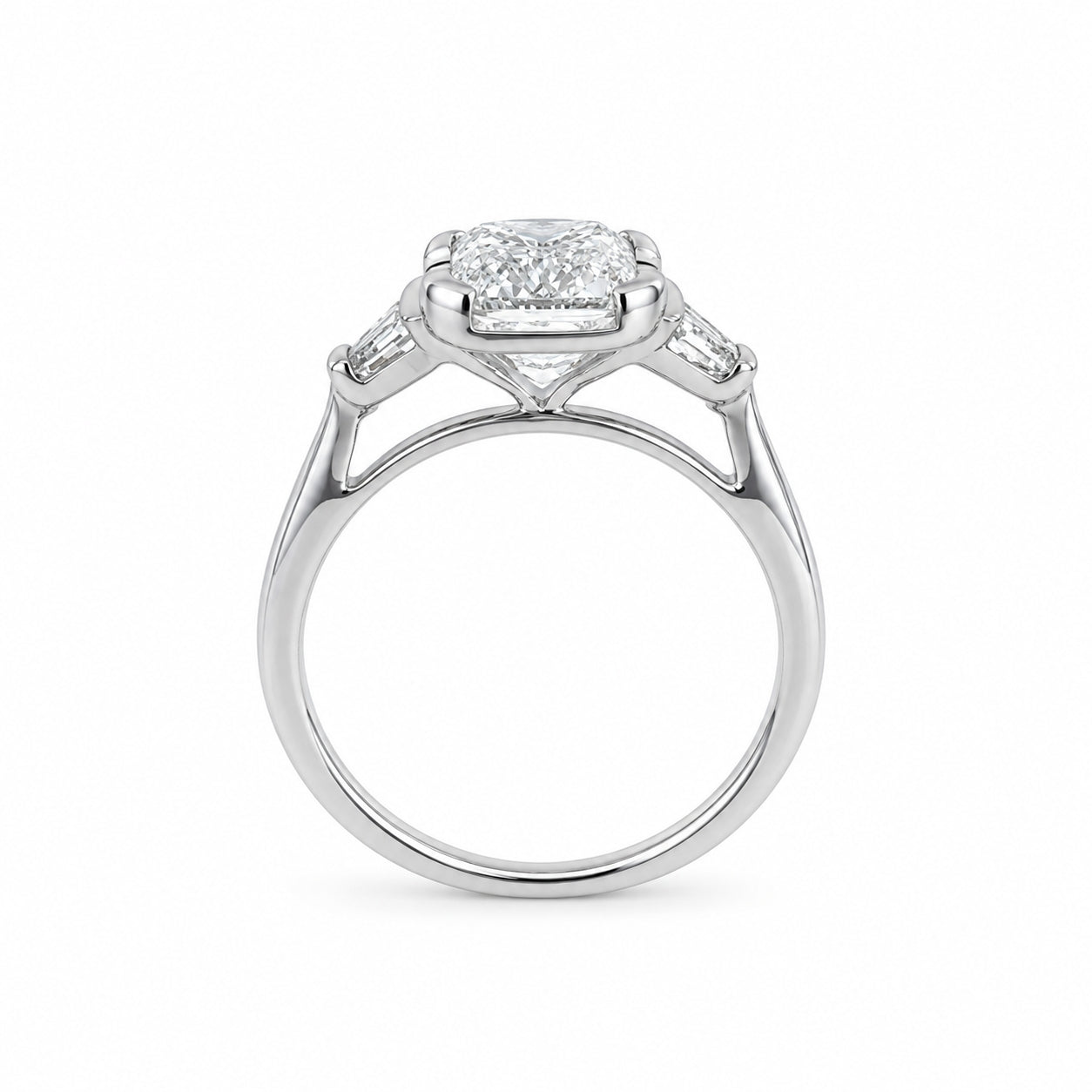 Lab-Grown Diamond Crisscut Emerald & Trapezoid Three-Stone Ring
