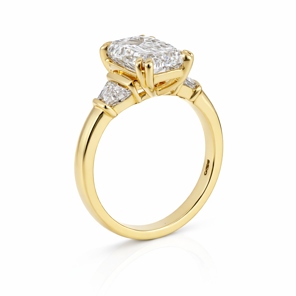 Lab-Grown Diamond Crisscut Emerald & Trapezoid Three-Stone Ring