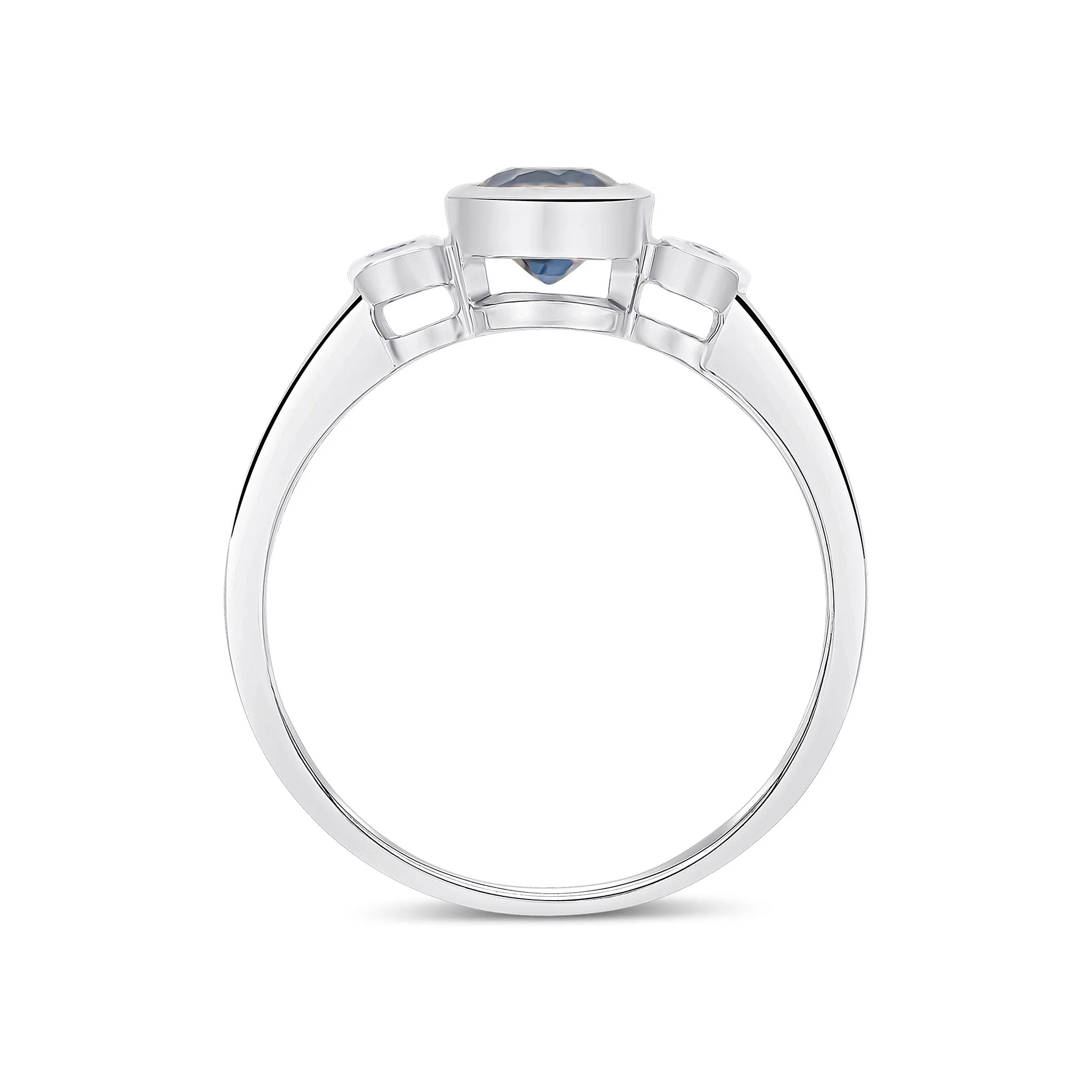9CT White Gold Round Sapphire & Diamond Three Stone Ring (5mm)