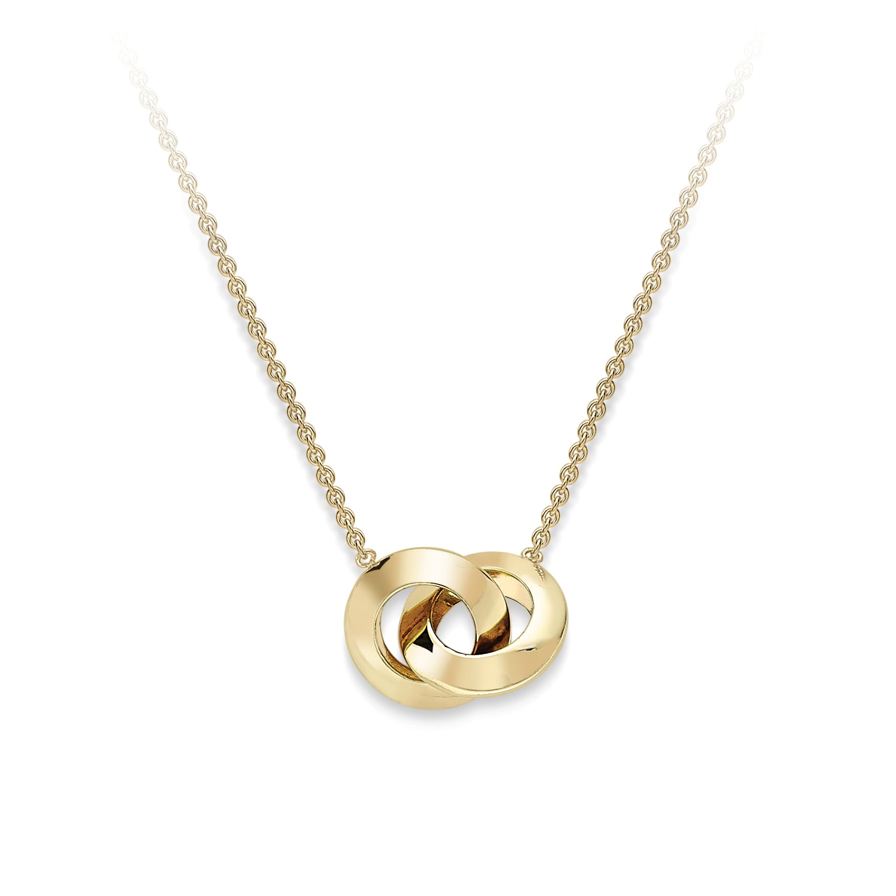 9ct. Yellow Gold Fancy Interlocking Ring Necklet 17"/43cm - Robert Anthony Jewellers, Edinburgh