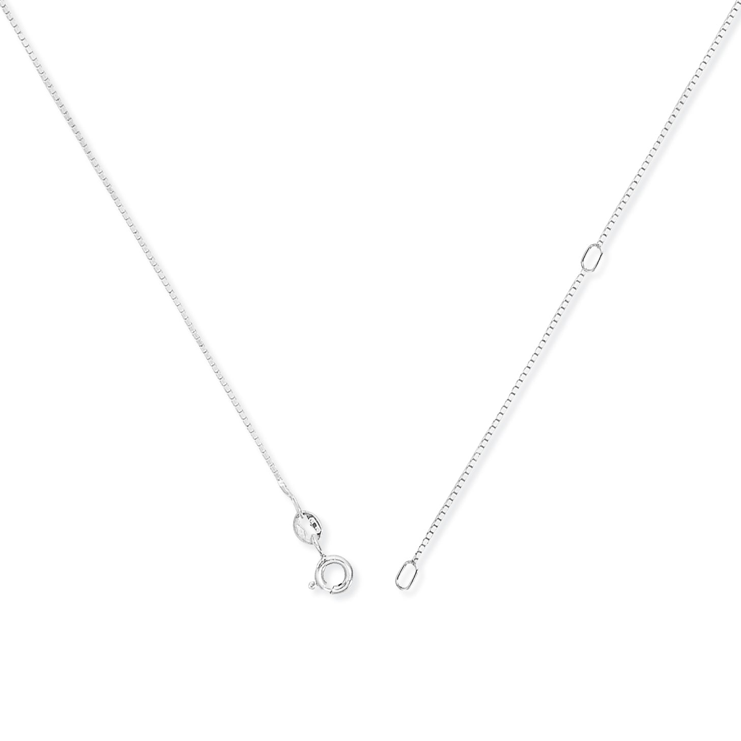 9ct. White Gold Convertible Box Chain — 16" to 18"
