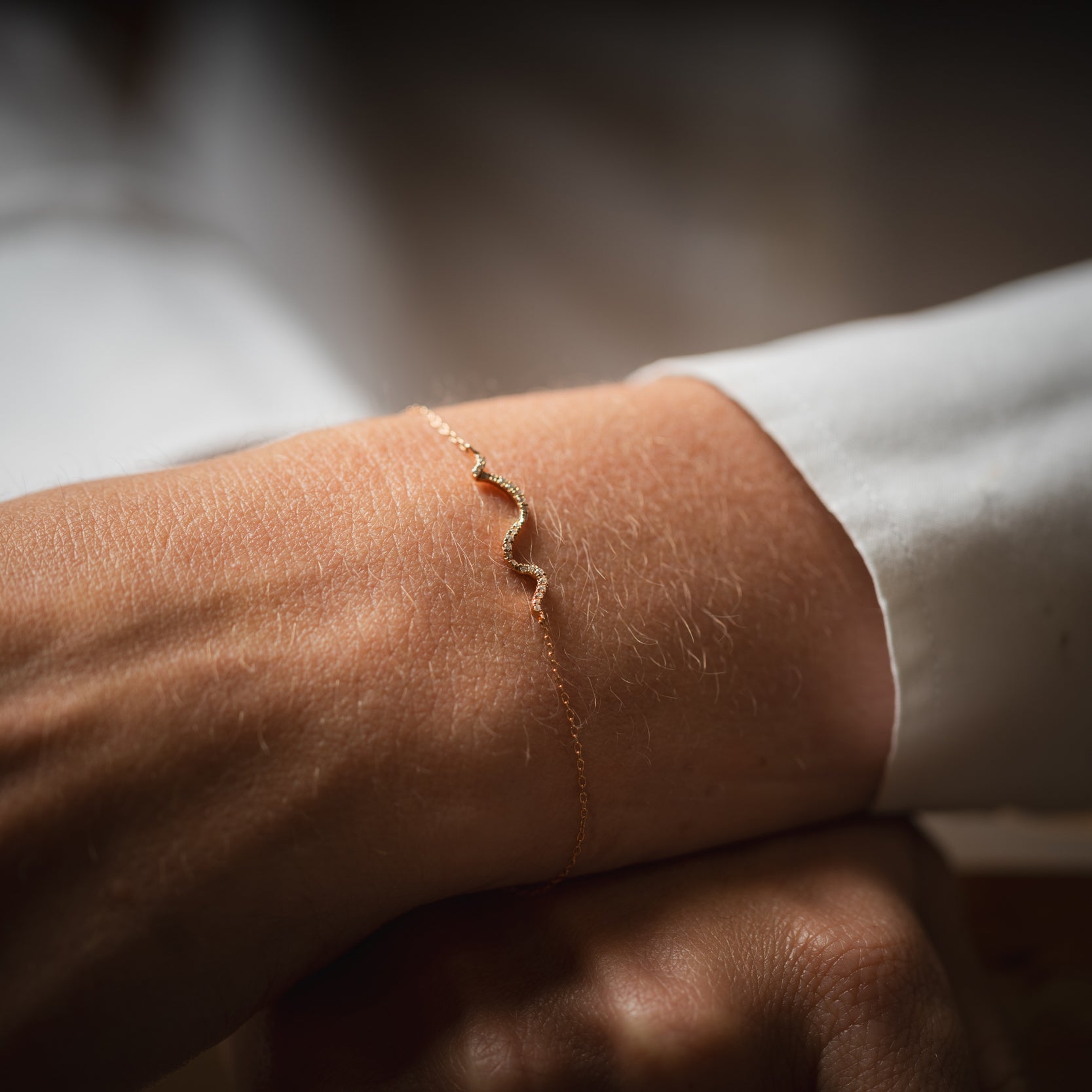 Yellow Gold and Diamond Wave Bracelet - Robert Anthony Jewellers, Edinburgh