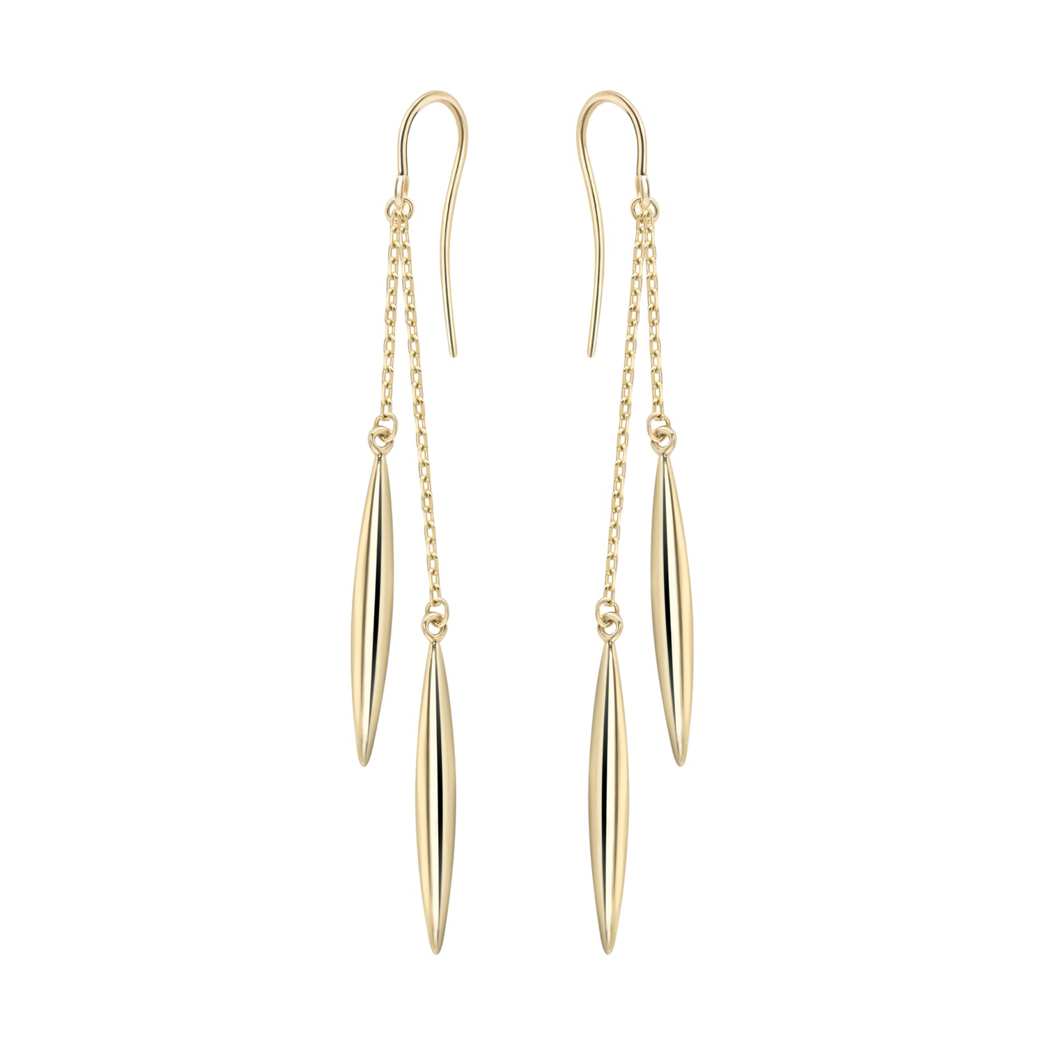 9ct. Yellow Gold Torpedo Drop Earrings - Robert Anthony Jewellers, Edinburgh