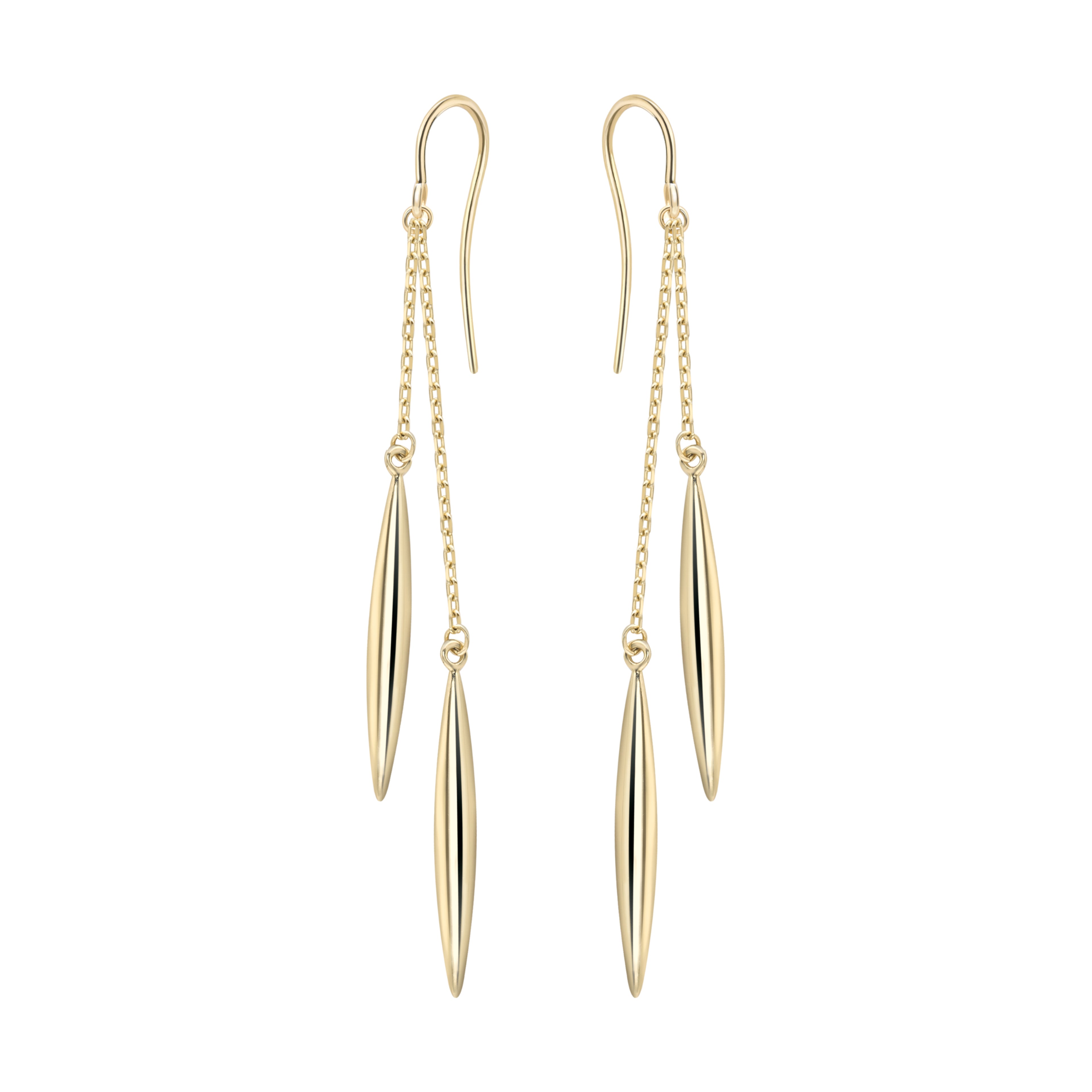 9ct. Yellow Gold Torpedo Drop Earrings - Robert Anthony Jewellers, Edinburgh