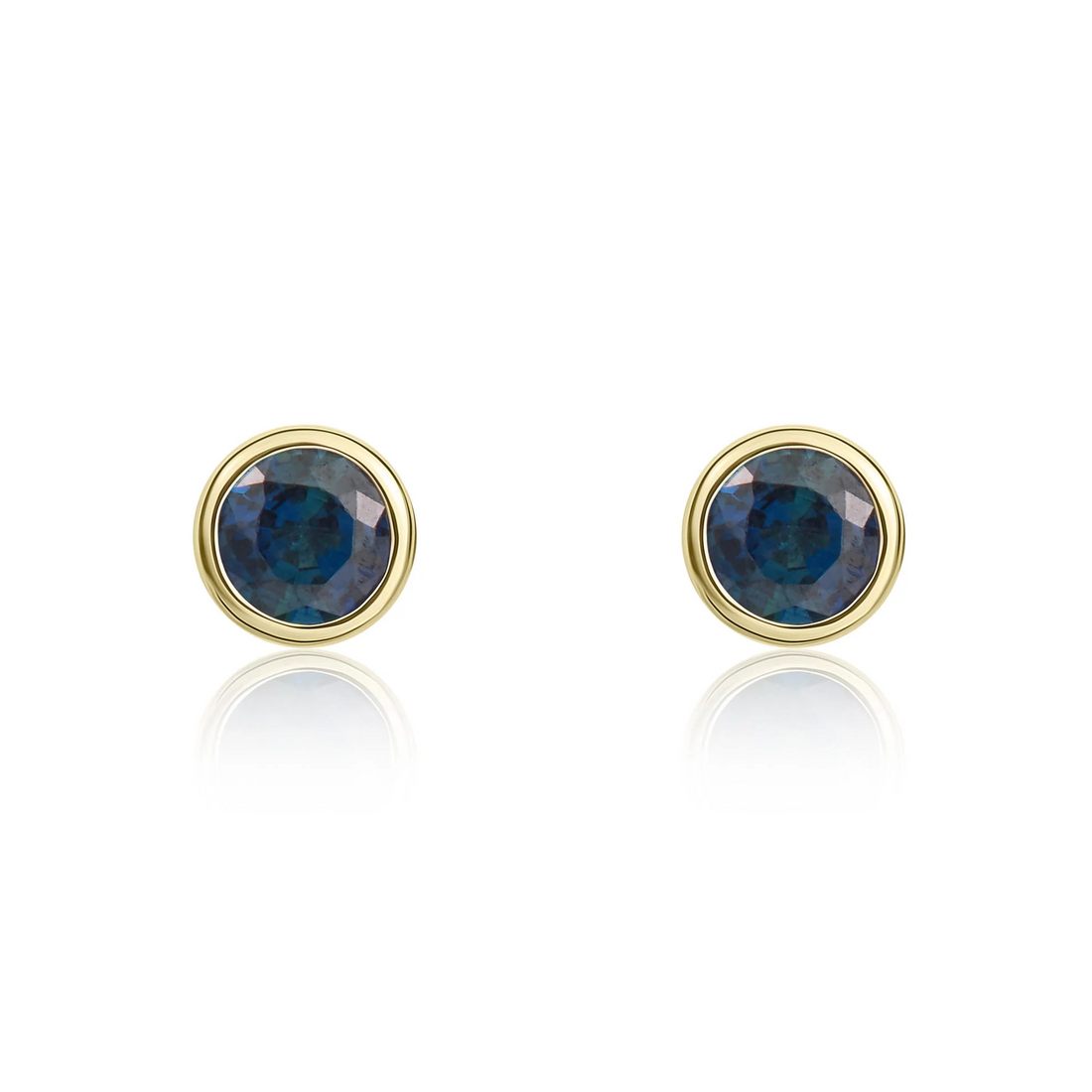 9CT Gold Round Blue Sapphire Rubover Stud Earrings (3mm) - Robert Anthony Jewellers, Edinburgh