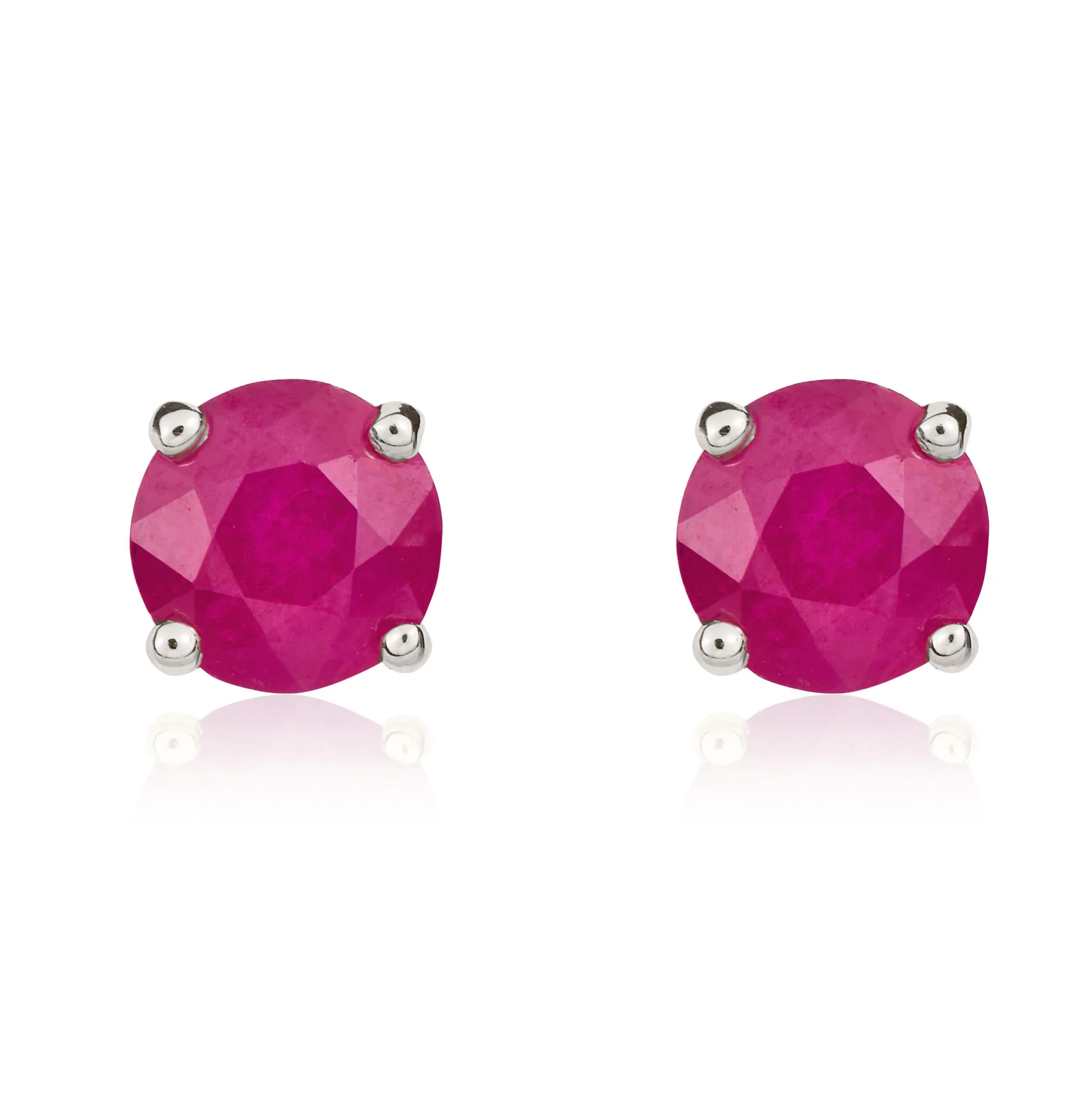 9CT Gold Round Ruby Claw Stud Earrings (5mm)