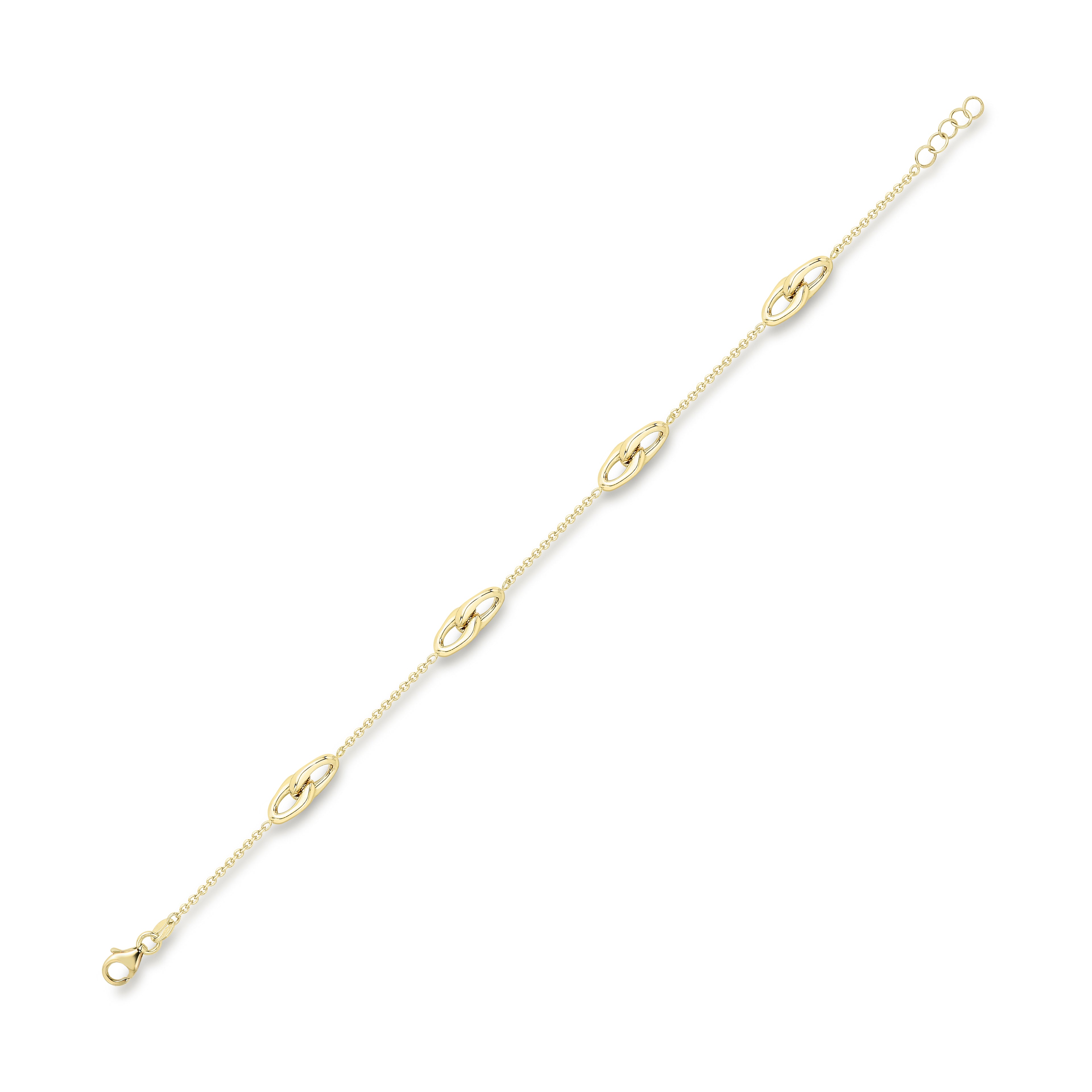 9ct. Yellow Gold Polished Interlocking Motif Bracelet - Robert Anthony Jewellers, Edinburgh