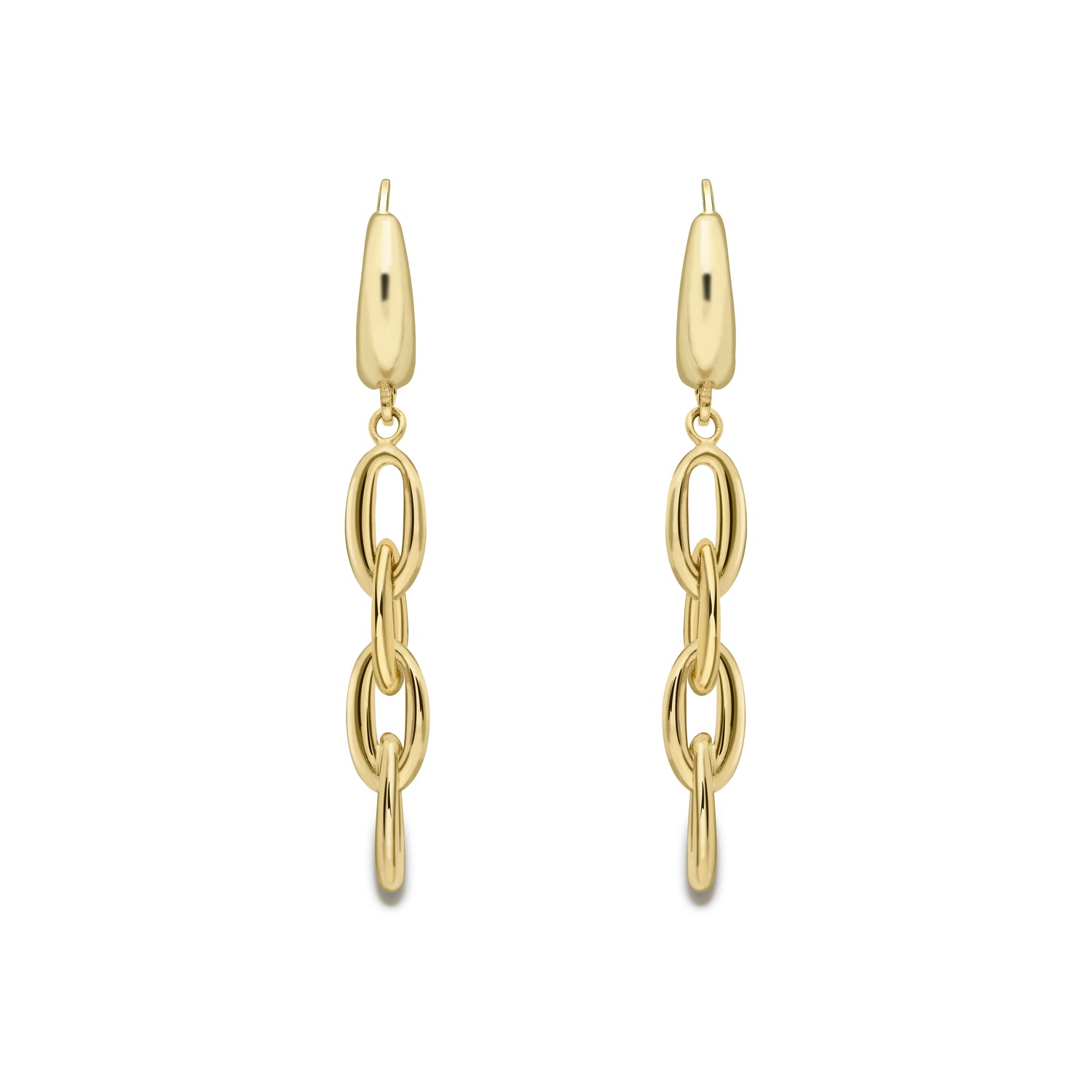 9ct. Yellow Gold Drop Stud Oval Link Earrings - Robert Anthony Jewellers, Edinburgh
