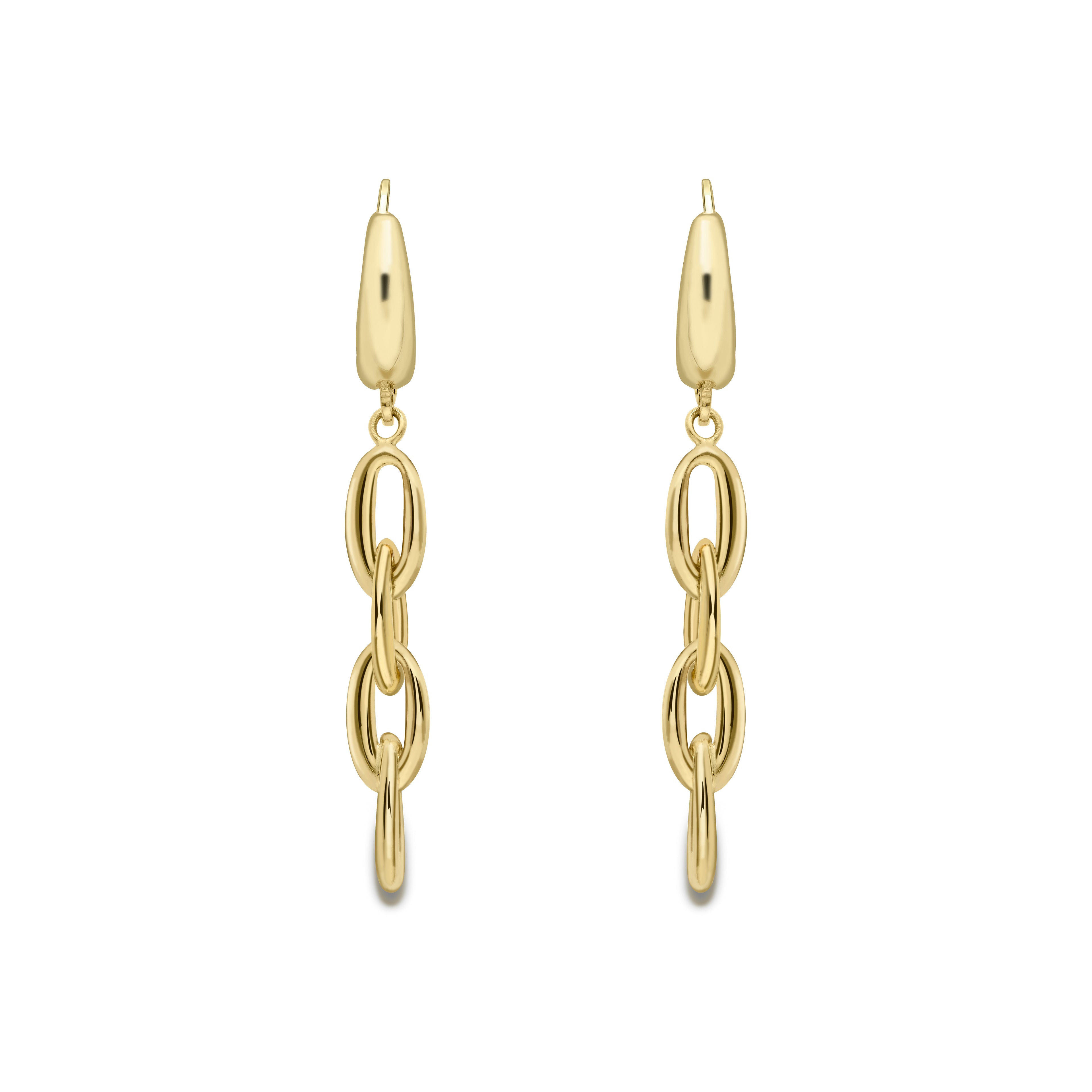 9ct. Yellow Gold Drop Stud Oval Link Earrings - Robert Anthony Jewellers, Edinburgh
