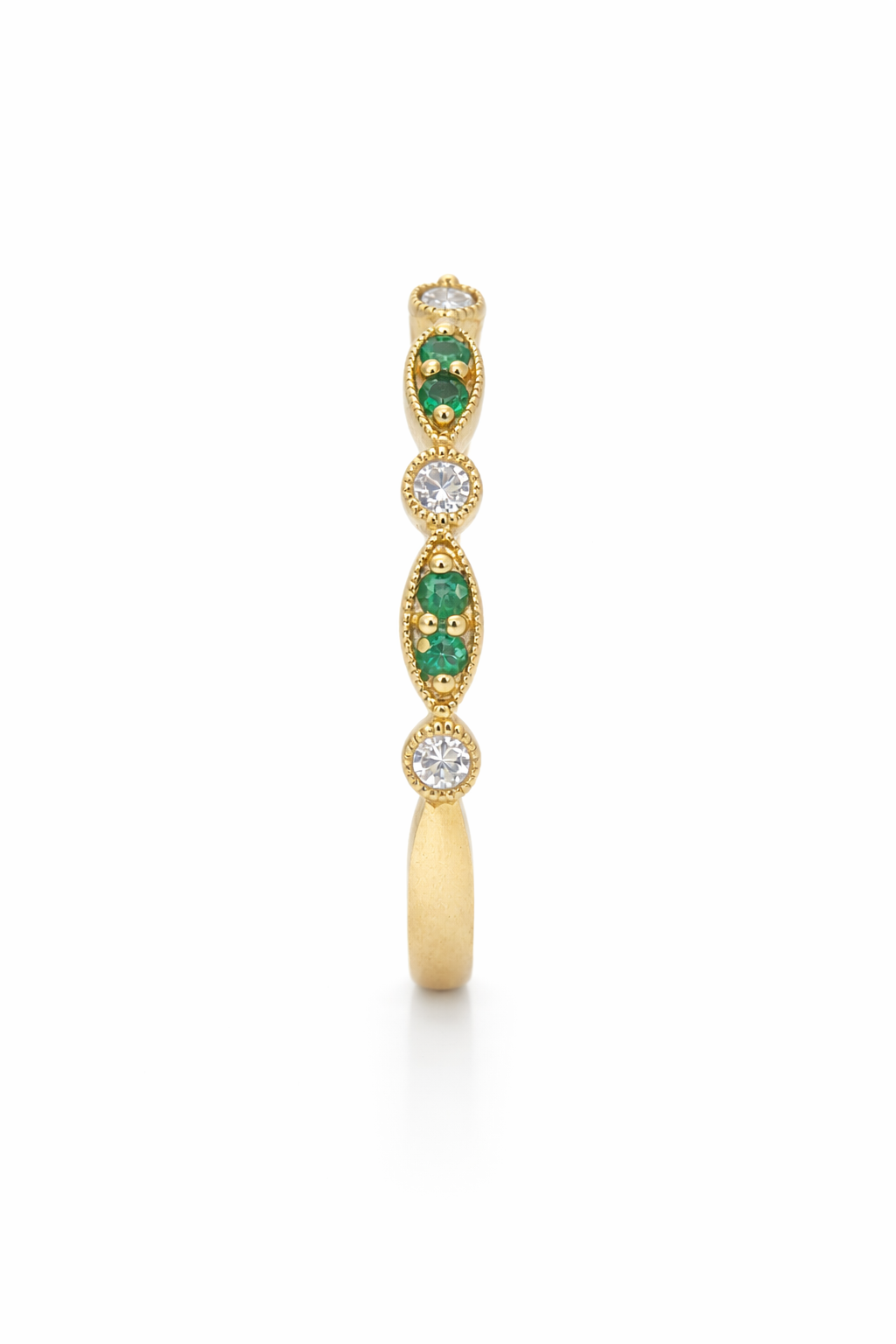 18ct Yellow Gold Emerald & Diamond Band Ring