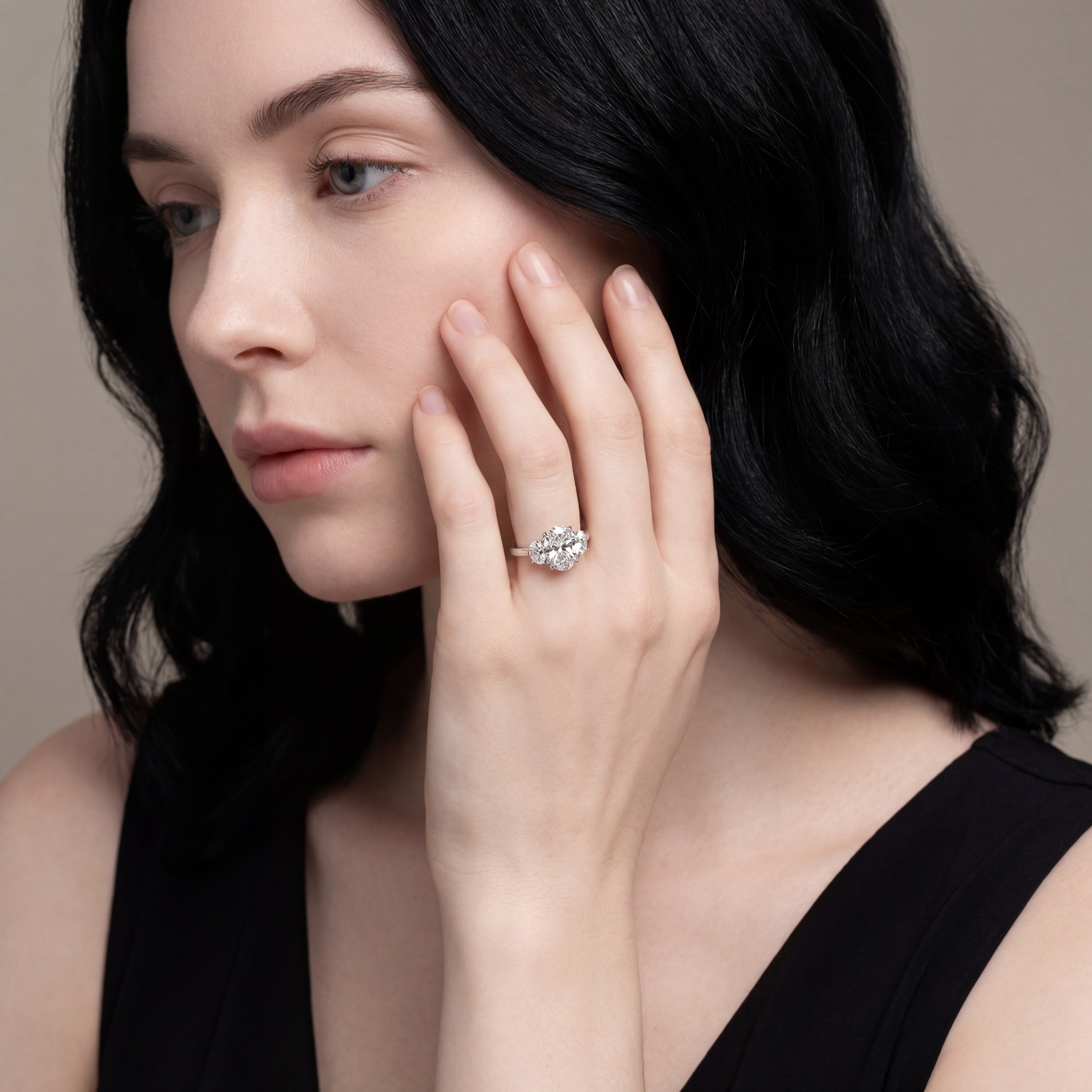 2.56ct Oval & Half Moon Lab-Grown Diamond Ring