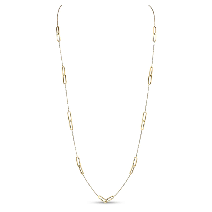 9CT Yellow Gold Double Oval & Chain Necklace - Robert Anthony Jewellers, Edinburgh