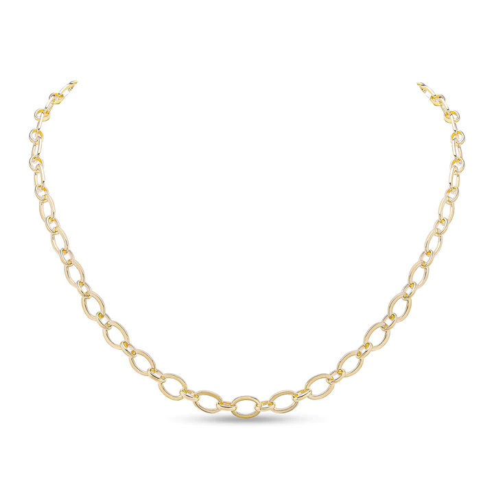 9CT Yellow Gold Handmade 7mm Square Flat Oval Chain - Robert Anthony Jewellers, Edinburgh