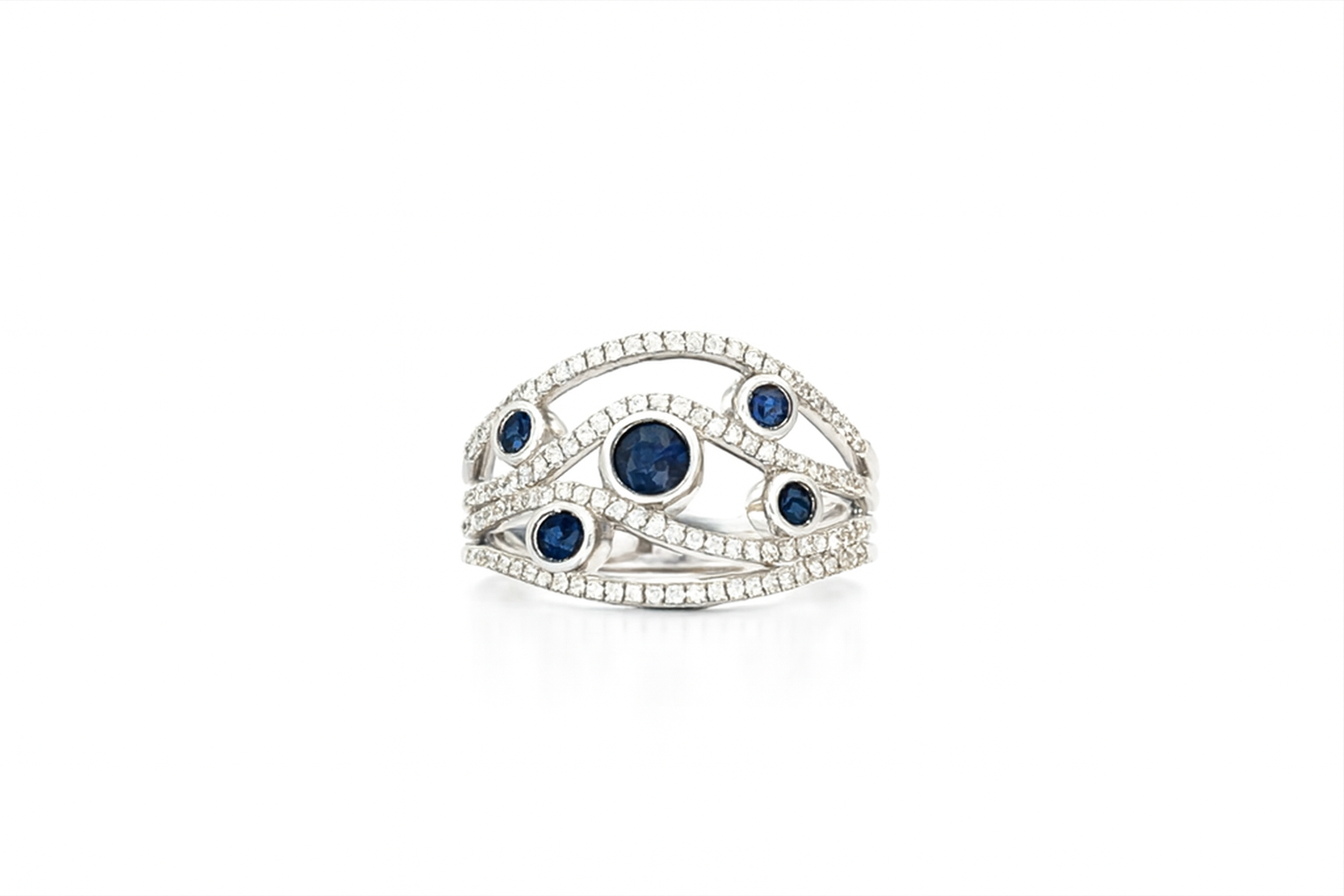 9ct White Gold Sapphire Bubble Ring