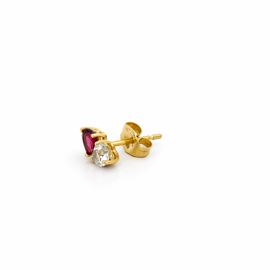 9ct Gold Ruby & Diamond Heart Stud Earrings