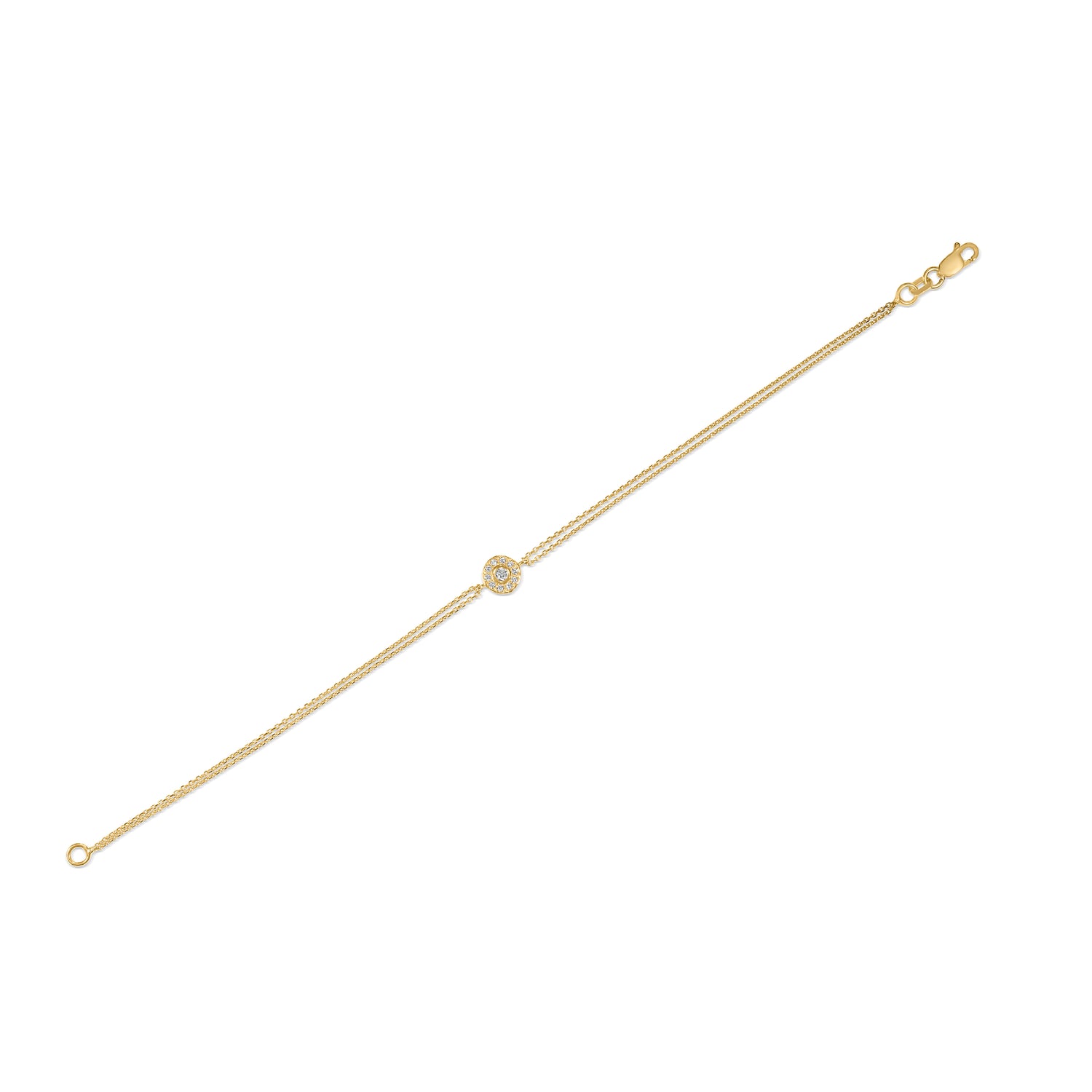 Chain Bracelet Round Diamond in Yellow Gold Bezel Setting - Robert Anthony Jewellers, Edinburgh