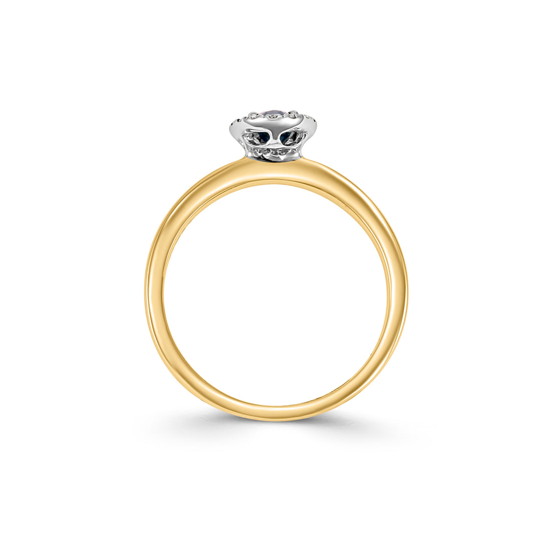 18ct Yellow Gold Sapphire and Diamond Halo Ring - Robert Anthony Jewellers, Edinburgh
