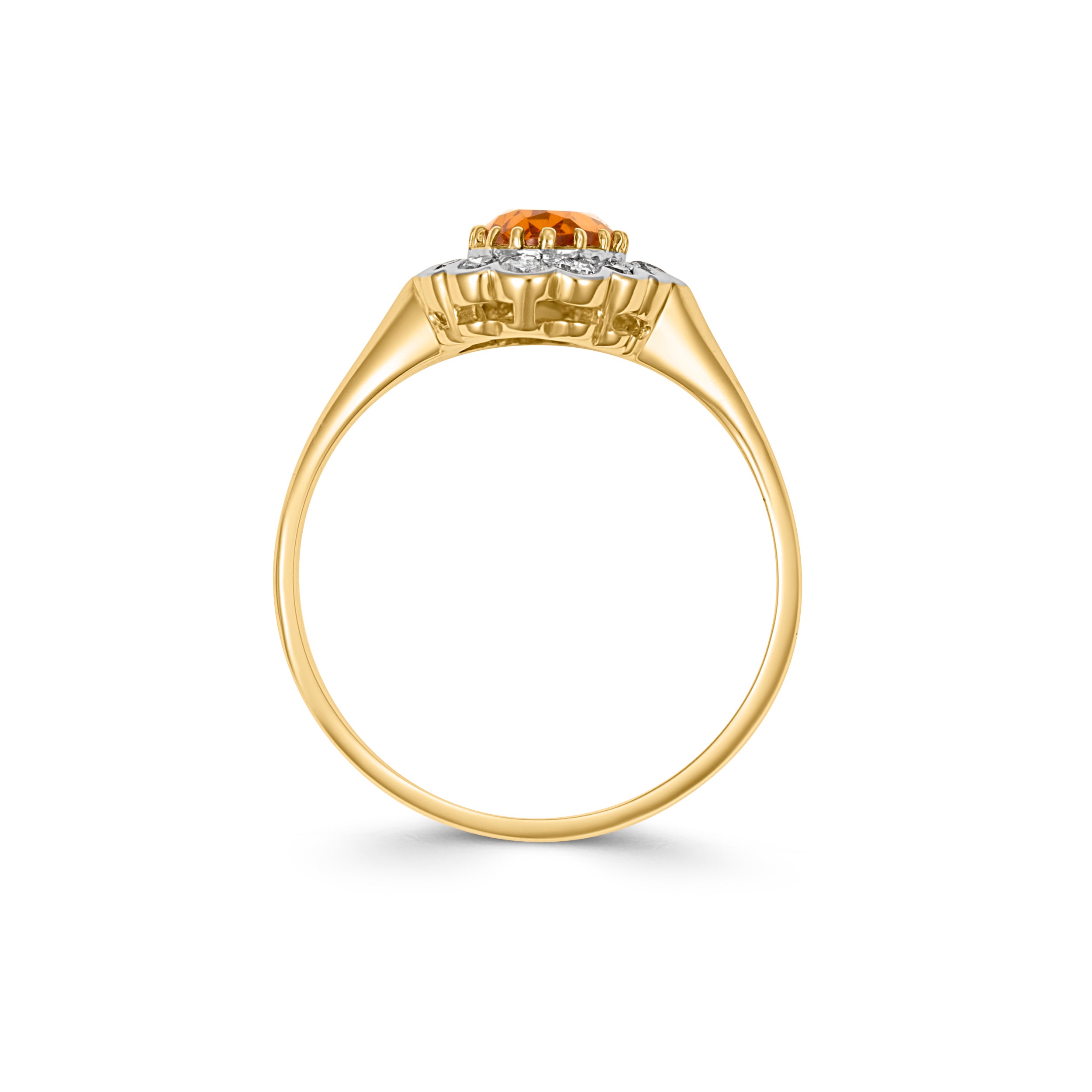 9CT Yellow Gold Citrine Oval with Diamond Halo Ring - Robert Anthony Jewellers, Edinburgh