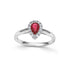 18CT White Gold Pear-shaped Ruby with Diamond Halo Ring - Robert Anthony Jewellers, Edinburgh