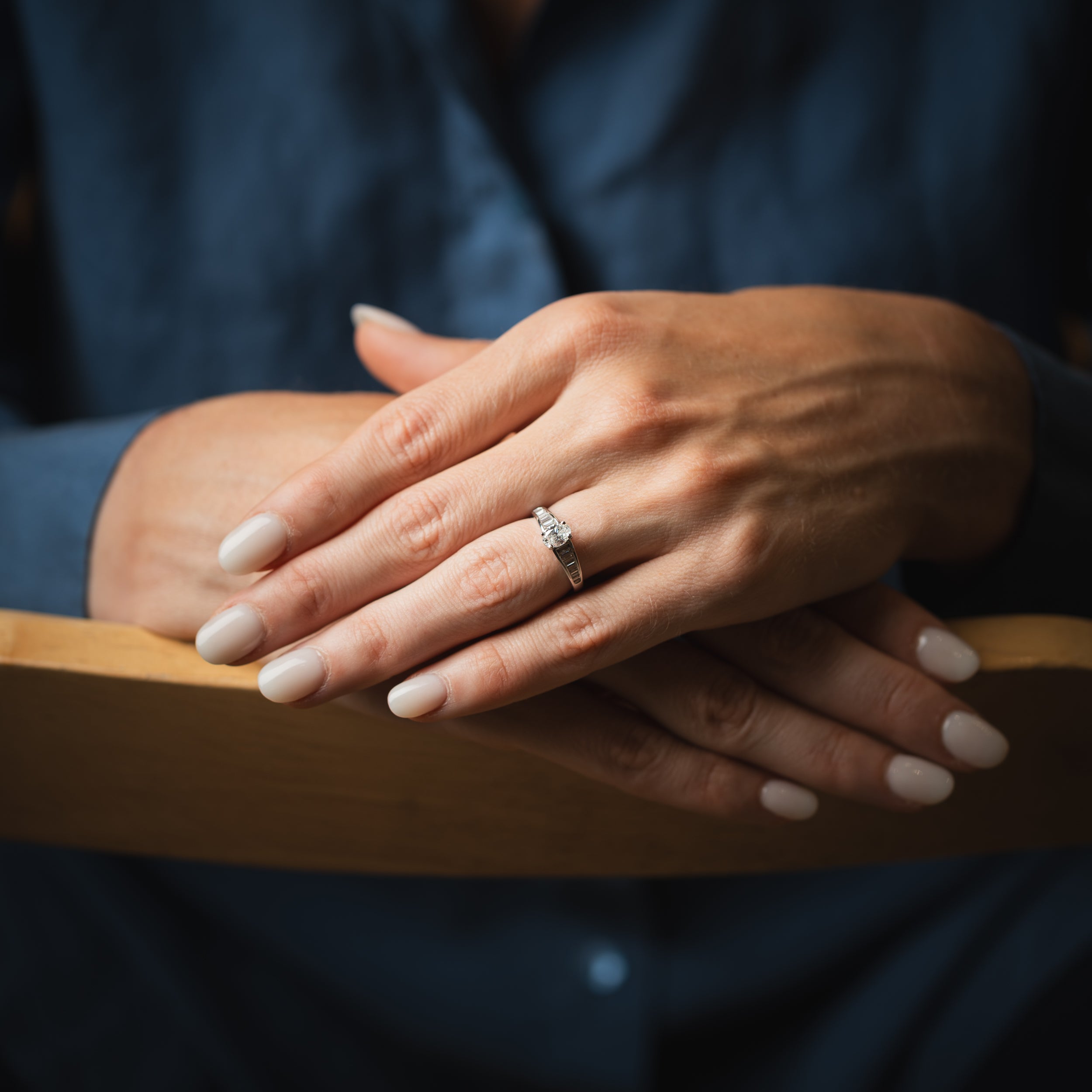 18ct White Gold Oval and Baguette Diamond Ring - Robert Anthony Jewellers, Edinburgh