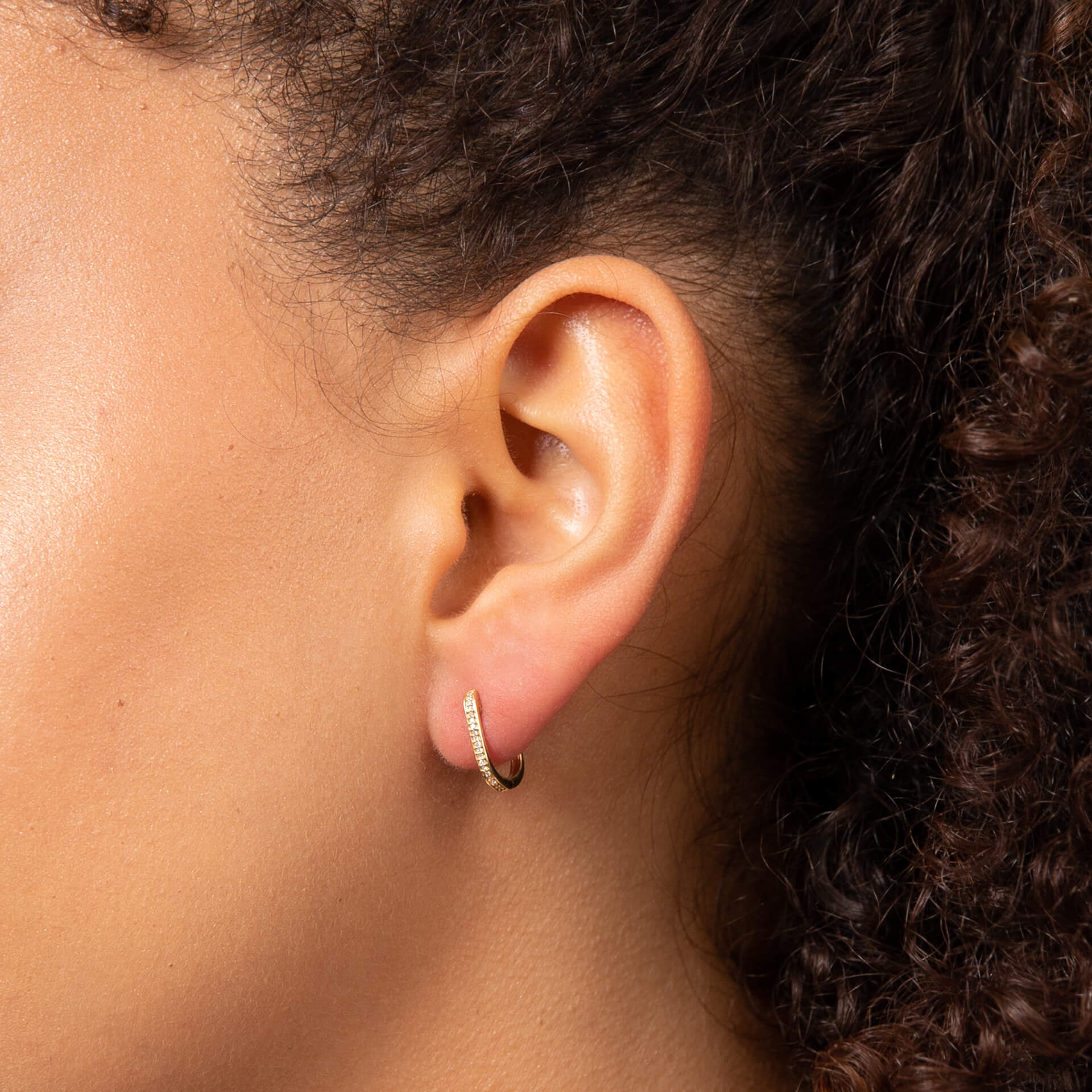 U Shape Pave Diamond Hoop Earrings in 9ct Yellow Gold - Robert Anthony Jewellers, Edinburgh