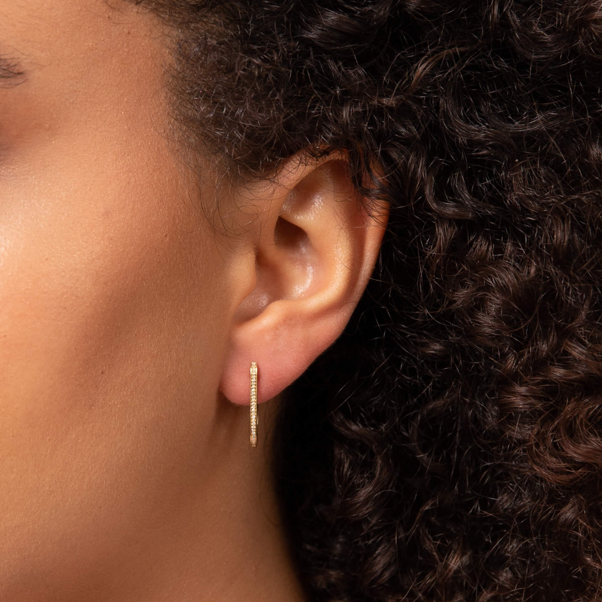 Elongated U Shape Pave Diamond Hoop Earrings in 9ct Yellow Gold - Robert Anthony Jewellers, Edinburgh