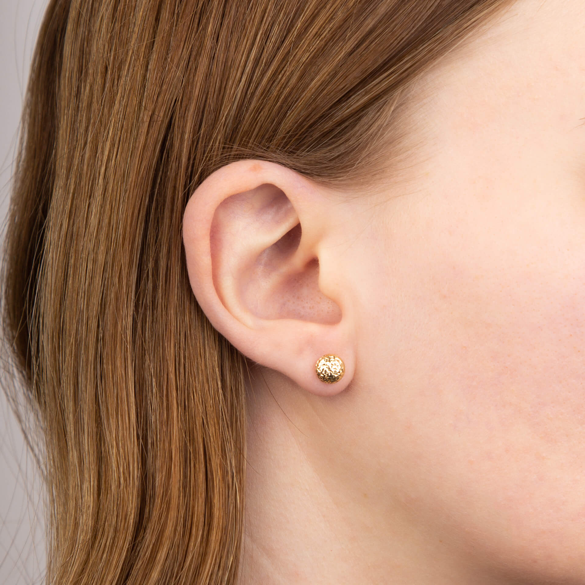 Textured Ball Stud Earrings in 9ct Yellow Gold - Robert Anthony Jewellers, Edinburgh