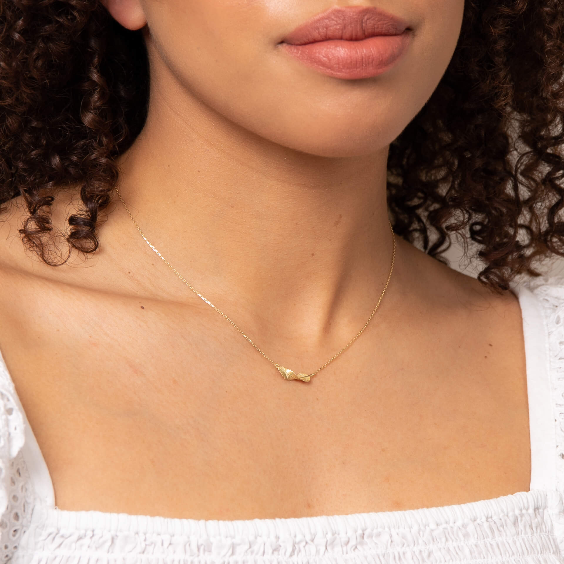 Twist Leaf Necklace in 9ct Yellow Gold - Robert Anthony Jewellers, Edinburgh